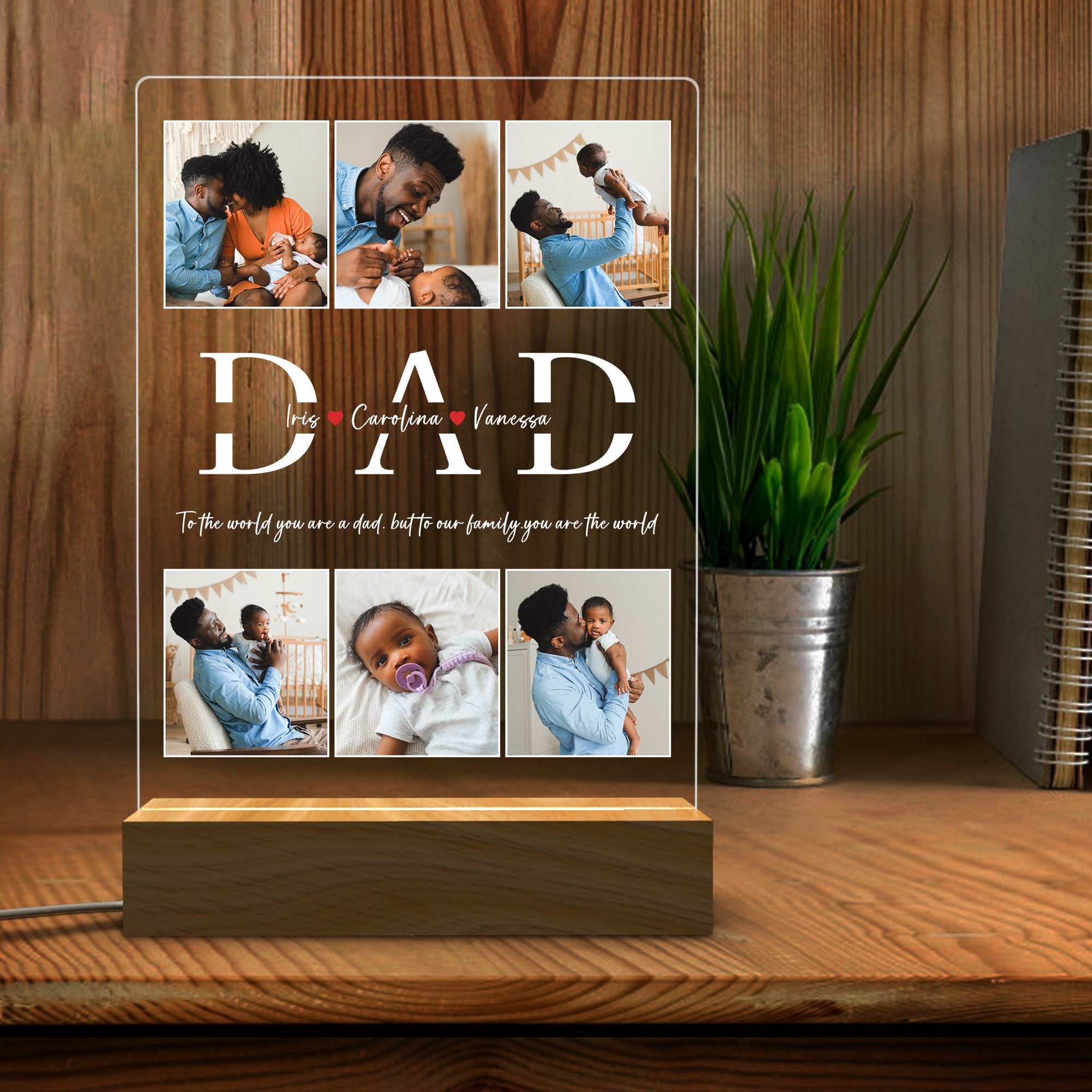 Personalized Photo Night Light, Fathers Day Gifts, Personalized Gifts, Bedroom Night Light,Gift for Dad,Best Dad Ever,Custom Name Light