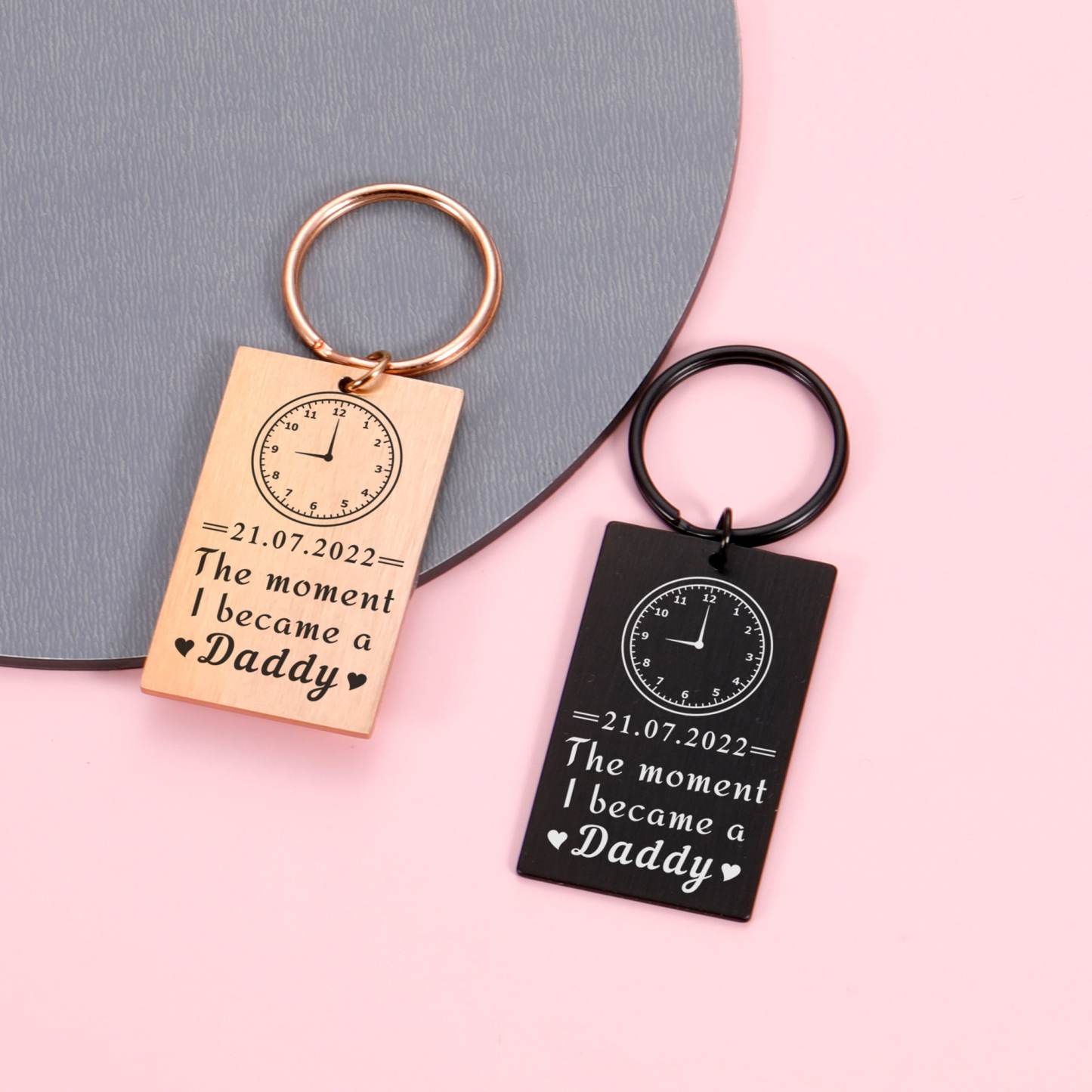 The Moment I Became a Daddy Keyring, Christmas Gifts for Dad Mom, Father’s Day keychain, Gift for new dad, Personalized birth time and date