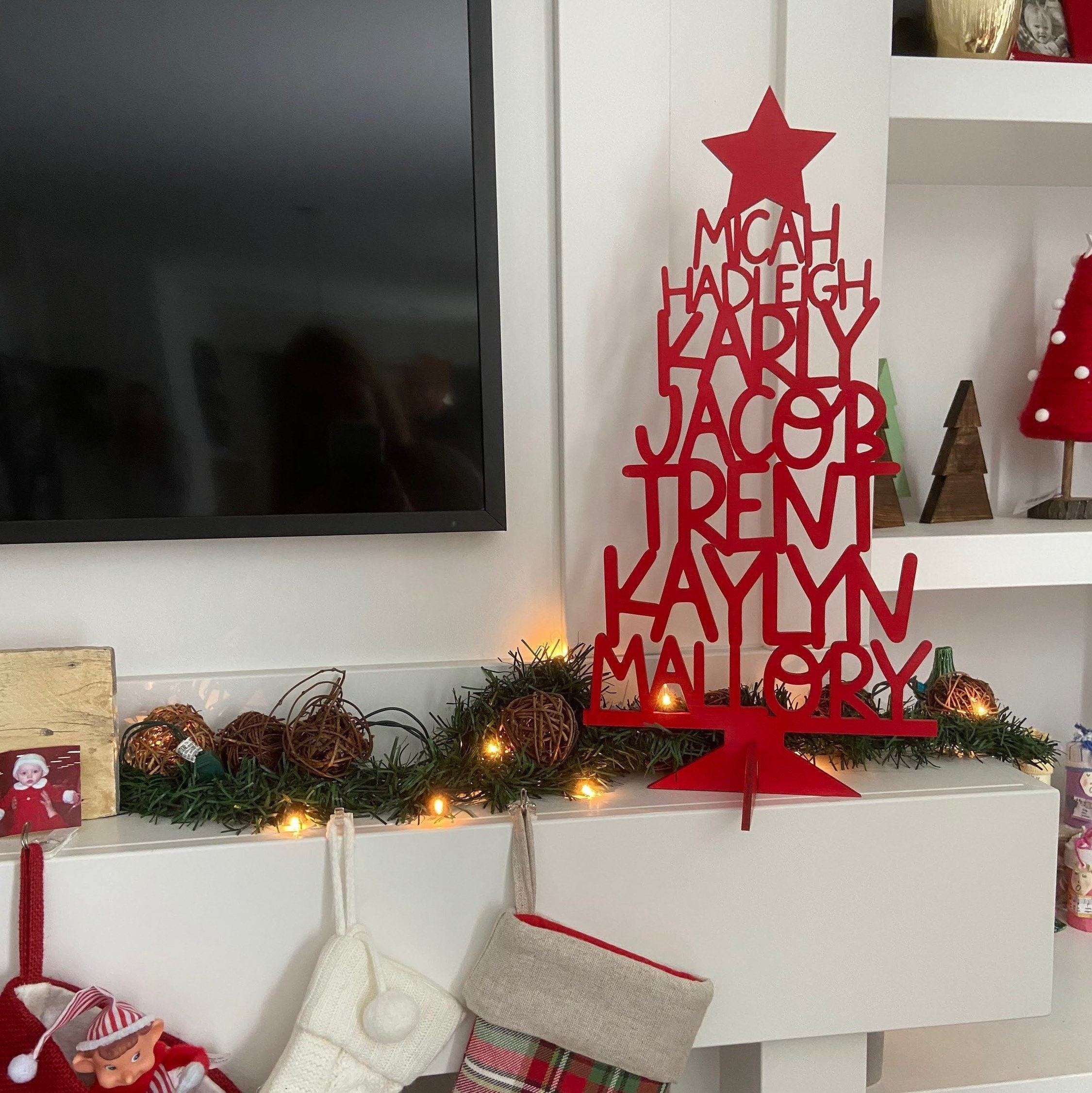 Custom Family Christmas Acrylic/Wood Tree Personalized with Names