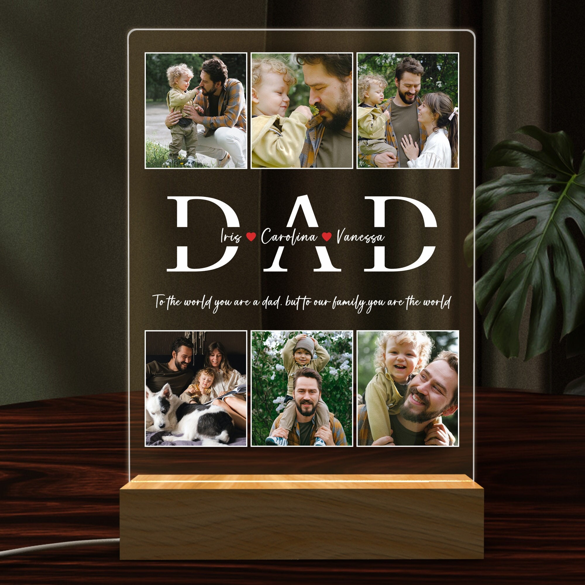 Personalized Photo Night Light, Fathers Day Gifts, Personalized Gifts, Bedroom Night Light,Gift for Dad,Best Dad Ever,Custom Name Light