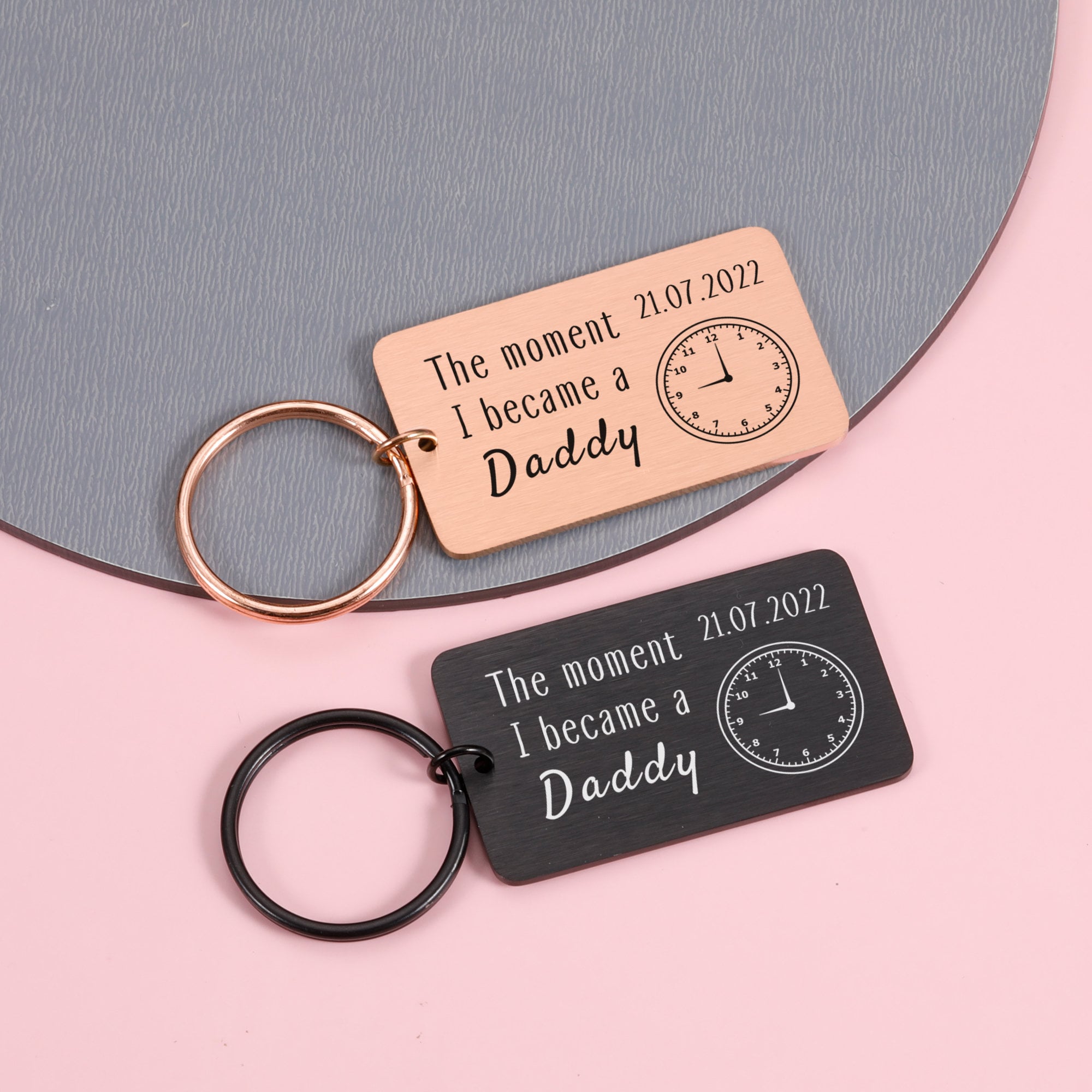 The Moment I Became a Daddy Keyring, Christmas Gifts for Dad Mom, Fath