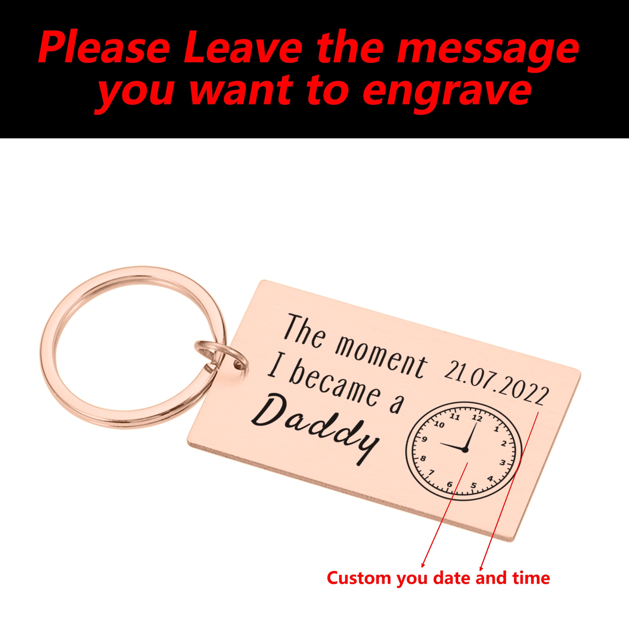 The Moment I Became a Daddy Keyring, Christmas Gifts for Dad Mom, Father’s Day keychain, Gift for new dad, Personalized birth time and date