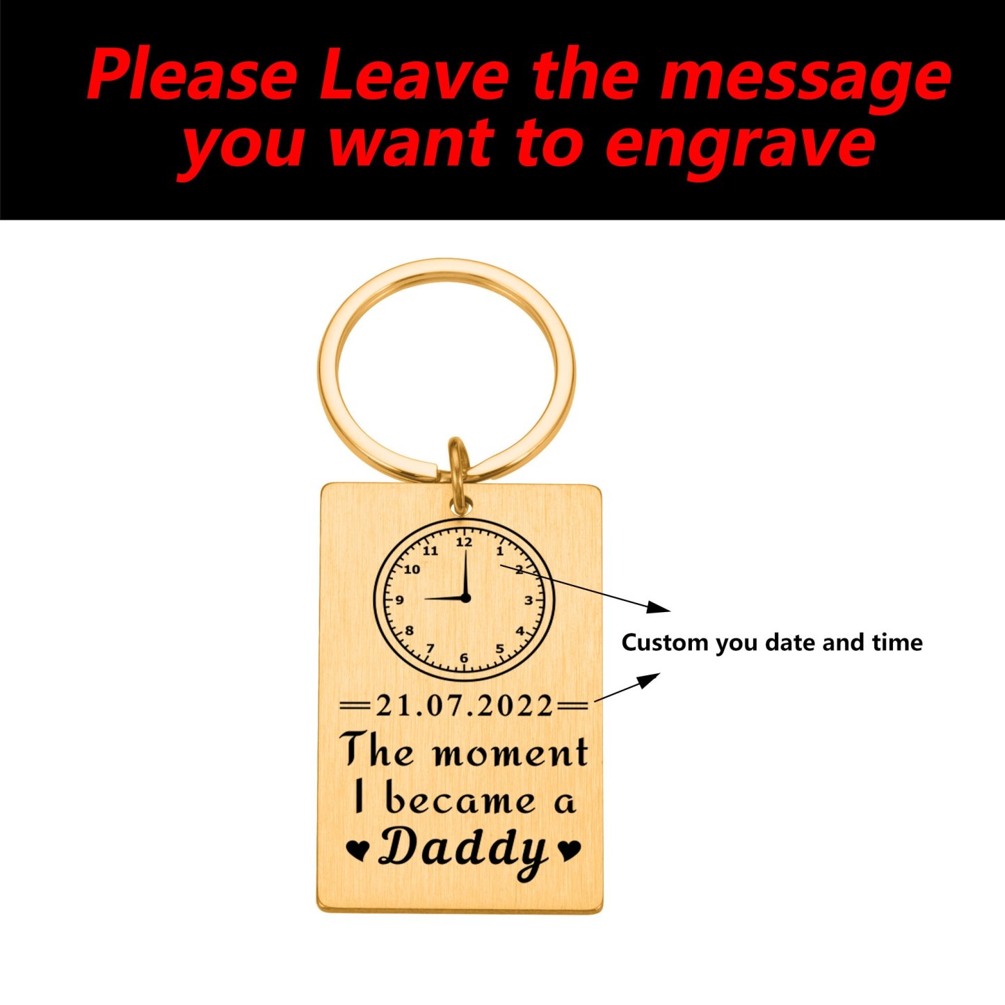 The Moment I Became a Daddy Keyring, Christmas Gifts for Dad Mom, Father’s Day keychain, Gift for new dad, Personalized birth time and date