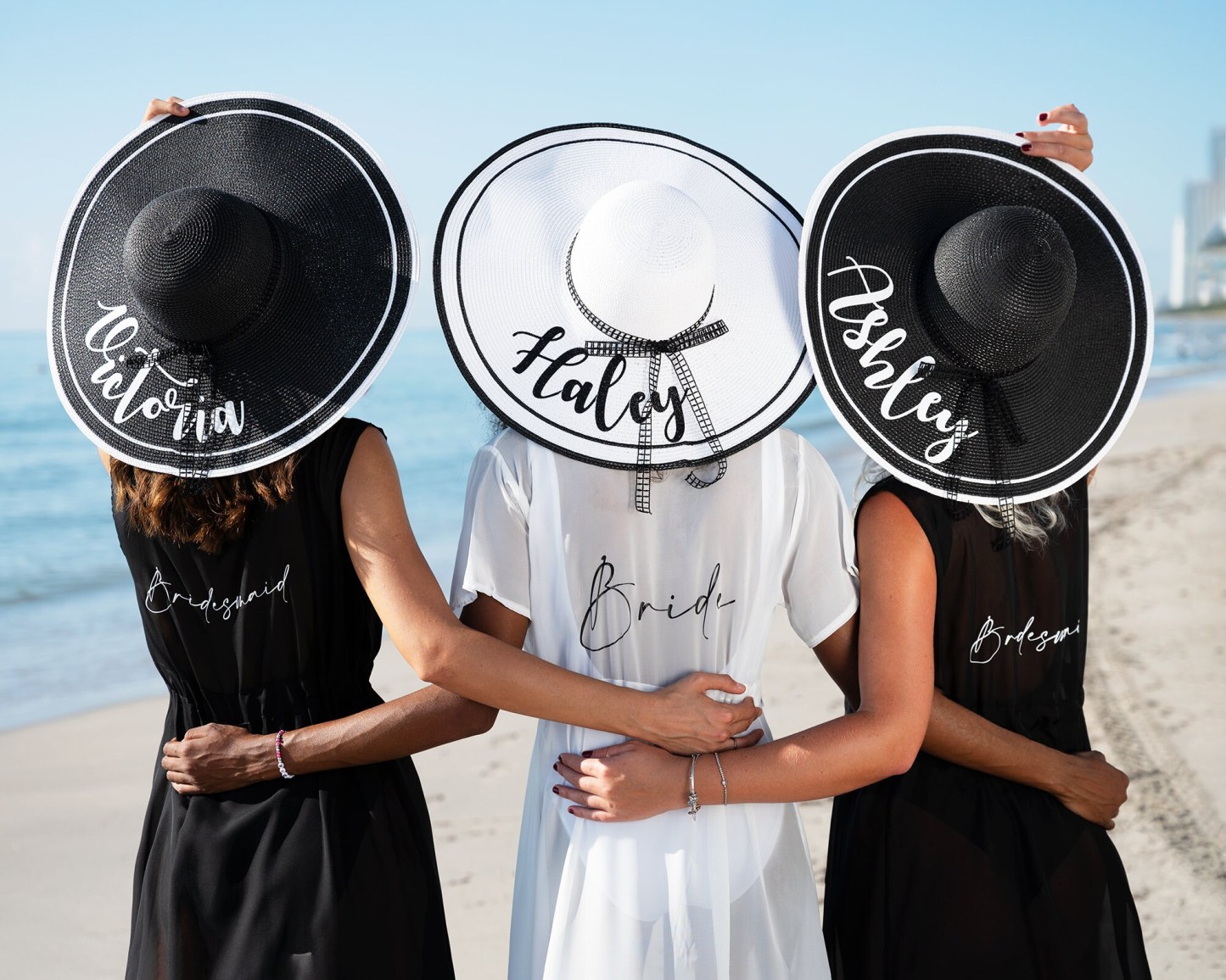 Customized Floppy Beach hats, Bride to be Gift, Custom Beach hat, Personalized hat, Mrs. Beach Hat, Bridesmaid Gift, Bridal party hat-bl rib