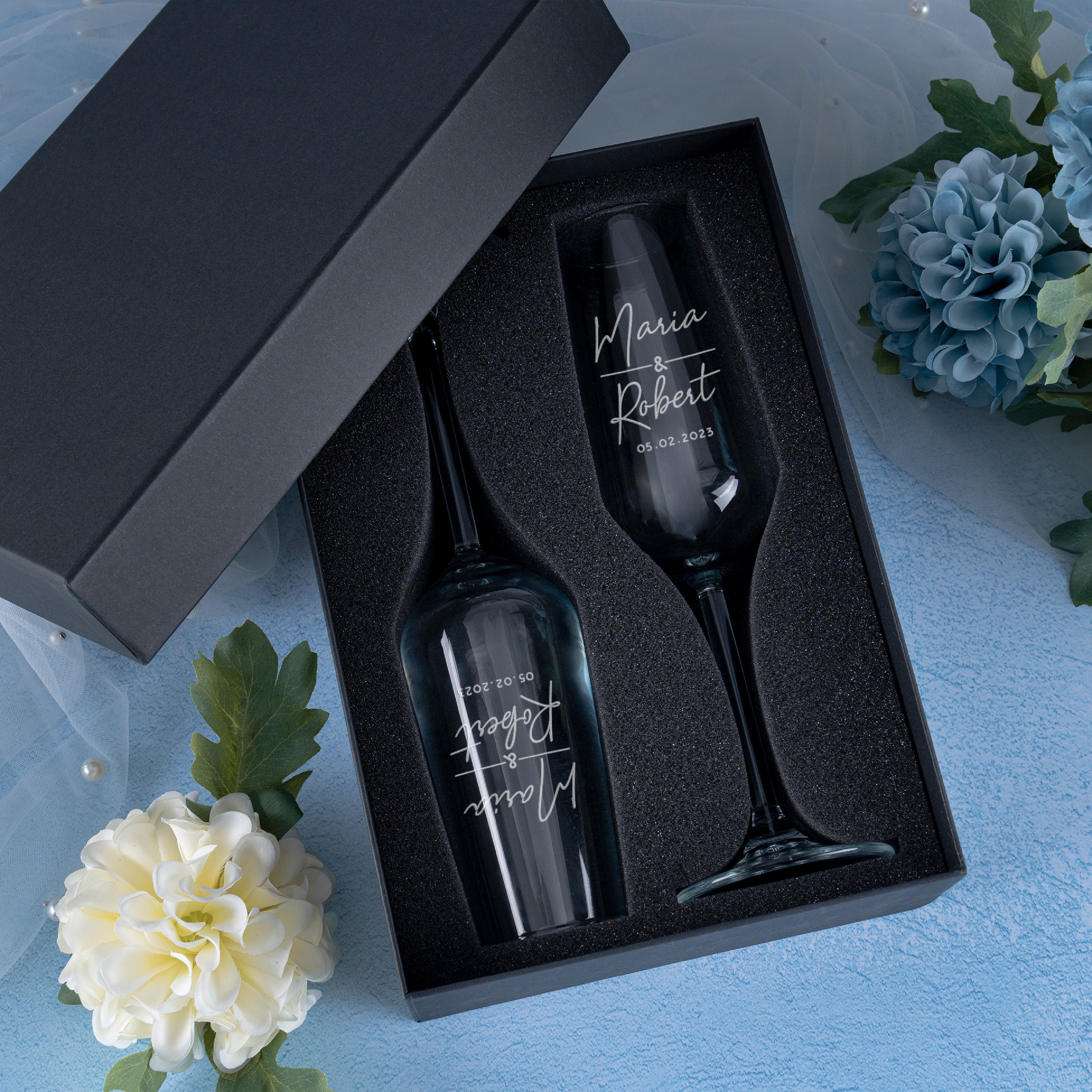 Personalized Champagne Flutes-Wedding Gift