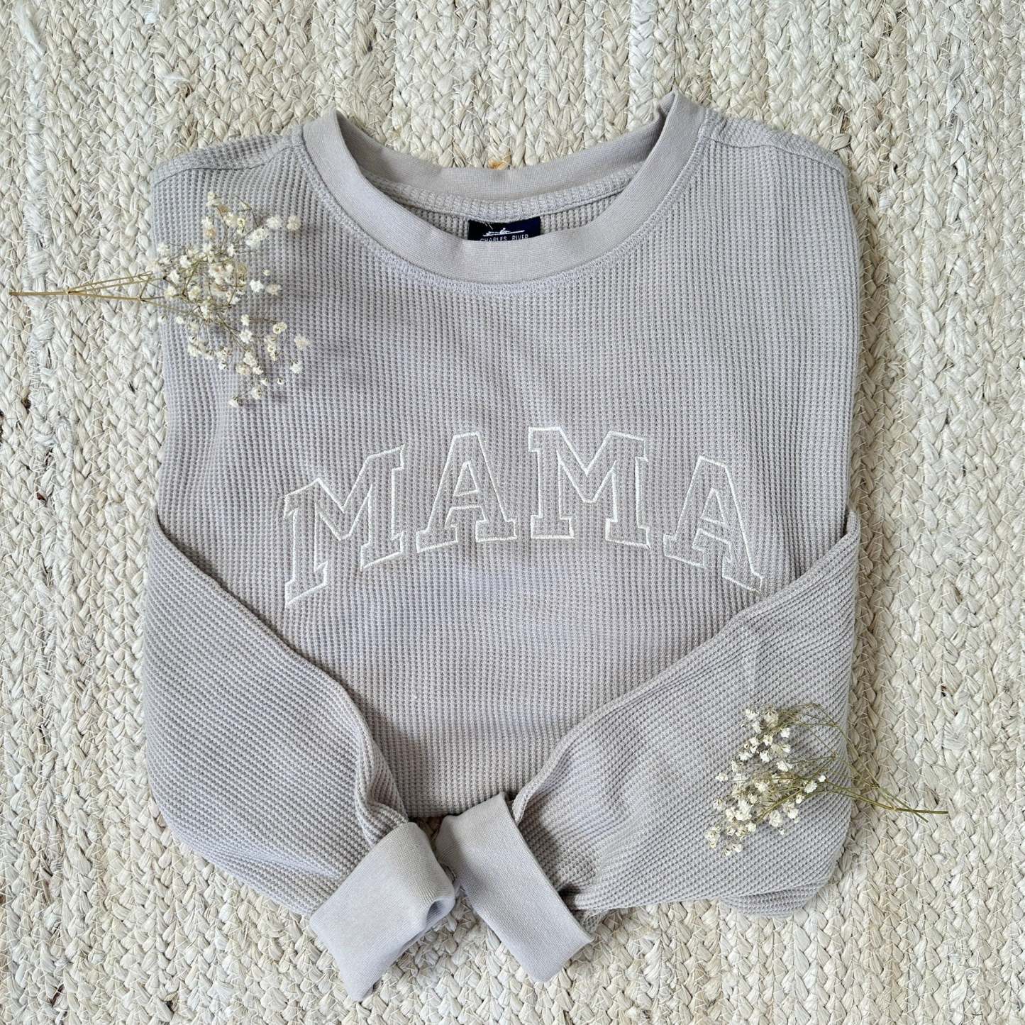 Waffle Knit Mama Crewneck Sweatshirt | Embroidered Mama Sweatshirt | Family Crewneck Sweatshirt | Pregnancy Announcement | Gift for Family