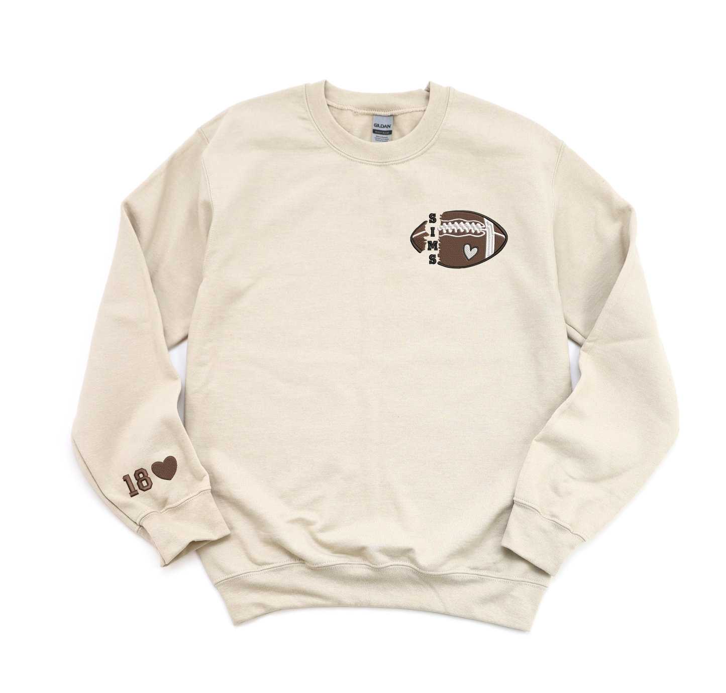 Personalized Football Embroidered Sweatshirt, Custom Football Name And Number On Sleeve Embroidered Sweatshirt, Gift for Husband, Son