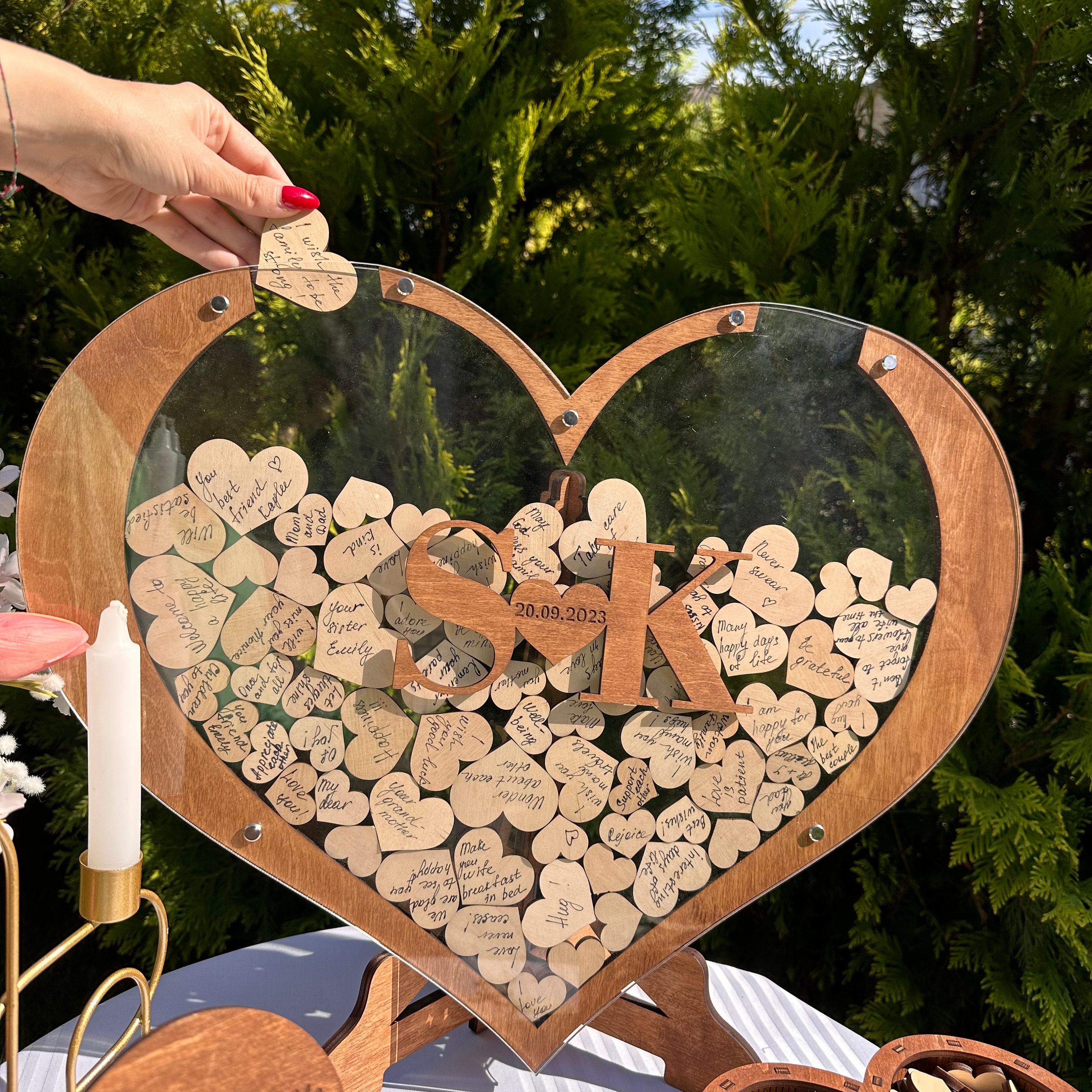 Heart Guest Book, Personalized Gift, Rustic Guest Book, Rustic Wedding Decor, Wedding Decor, Wedding Gifts, Wooden Guestbook