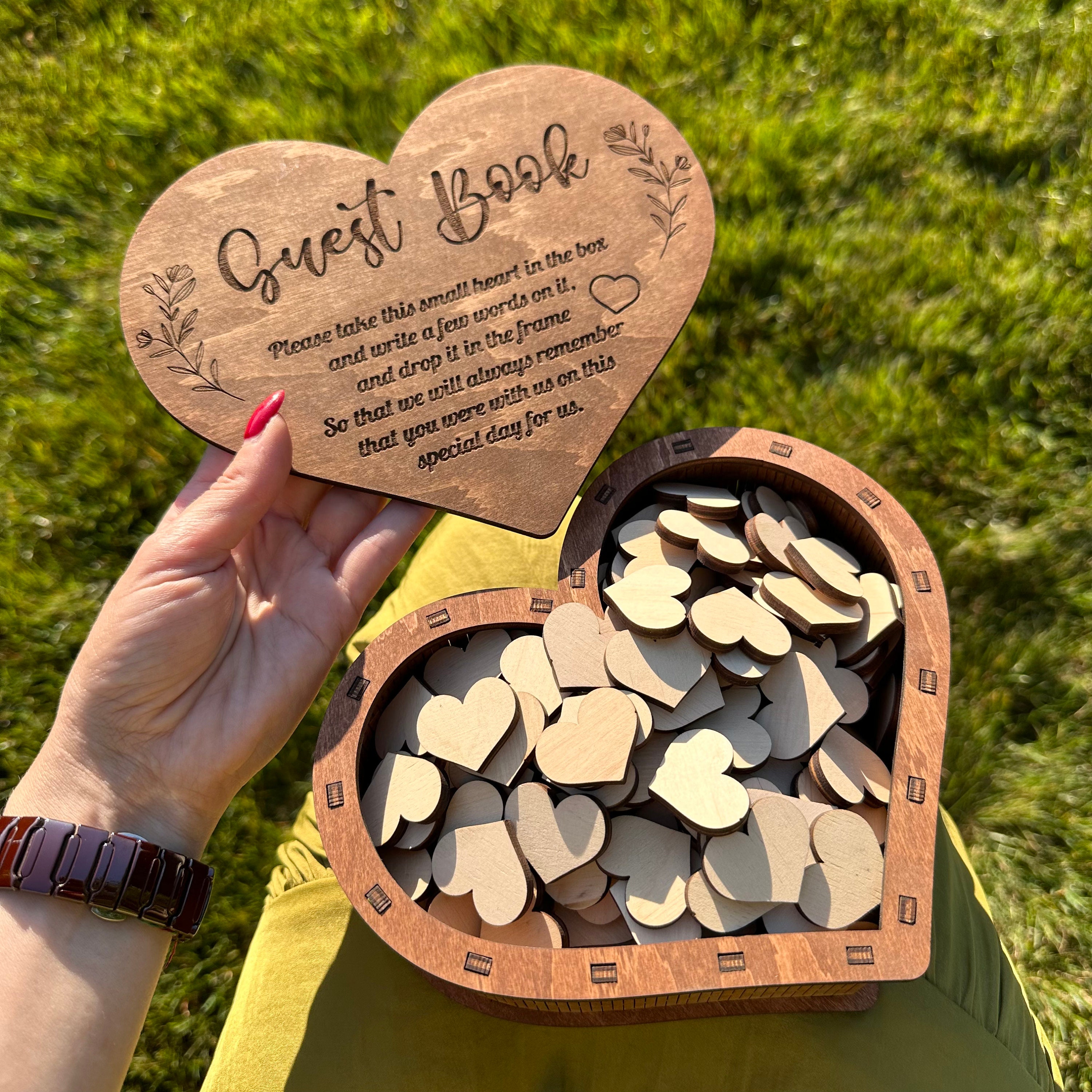 Heart Guest Book, Personalized Gift, Rustic Guest Book, Rustic Wedding Decor, Wedding Decor, Wedding Gifts, Wooden Guestbook