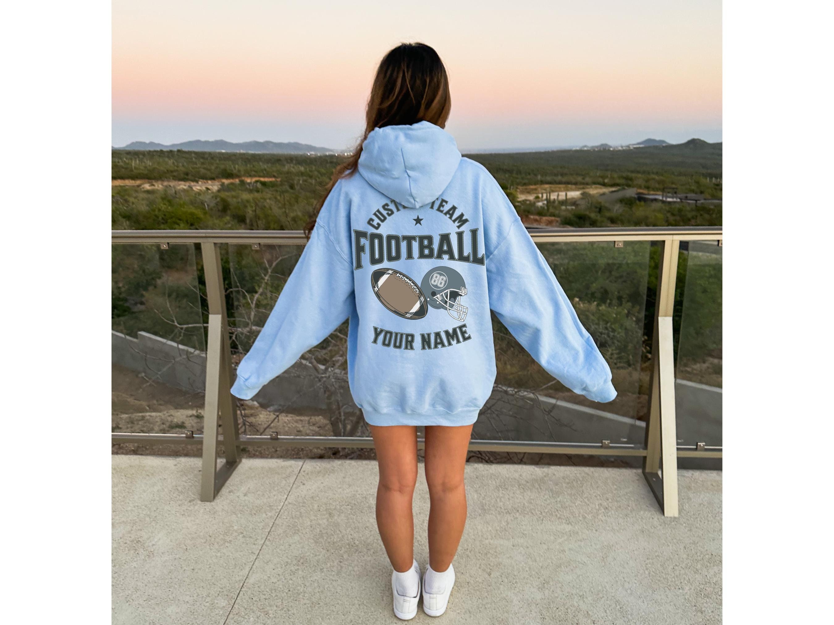 Customized Football Hoodie, Your Name Football Sweatshirt, Game Day Hoodie, Football Girlfriend Sister Shirt, Senior Football Mom Sweater