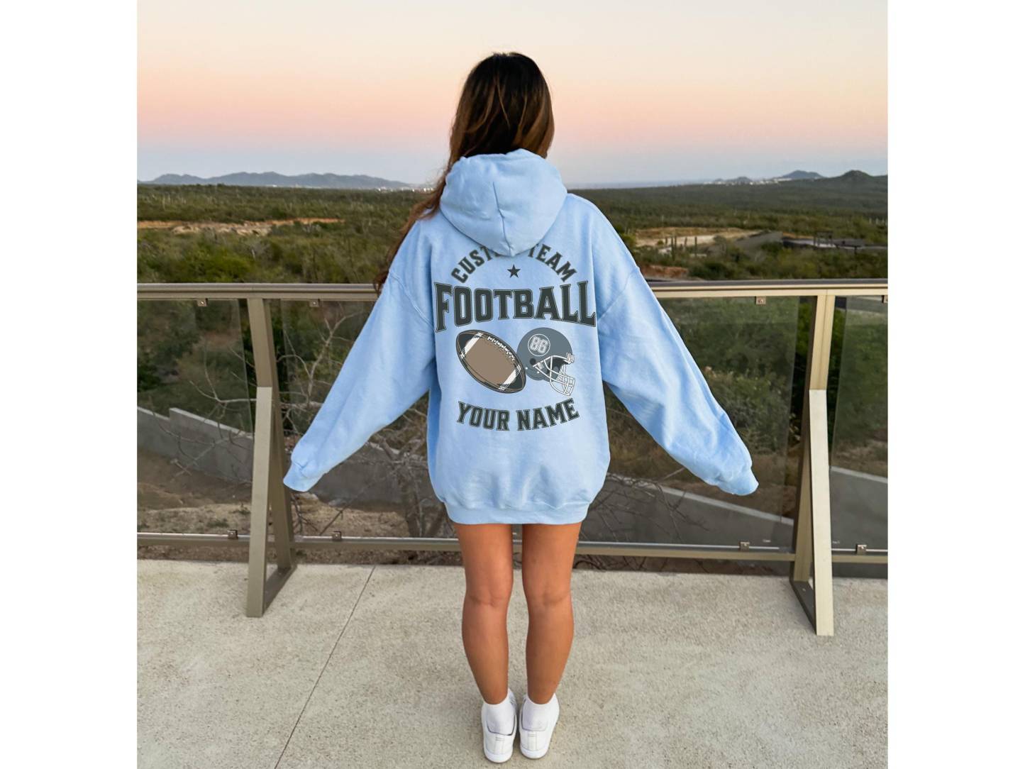 Customized Football Hoodie, Your Name Football Sweatshirt, Game Day Hoodie, Football Girlfriend Sister Shirt, Senior Football Mom Sweater