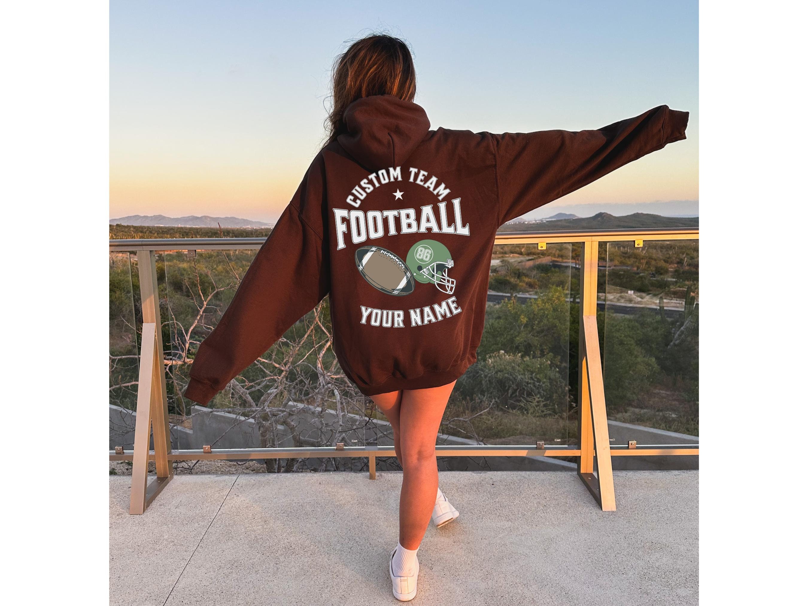 Customized Football Hoodie, Your Name Football Sweatshirt, Game Day Hoodie, Football Girlfriend Sister Shirt, Senior Football Mom Sweater