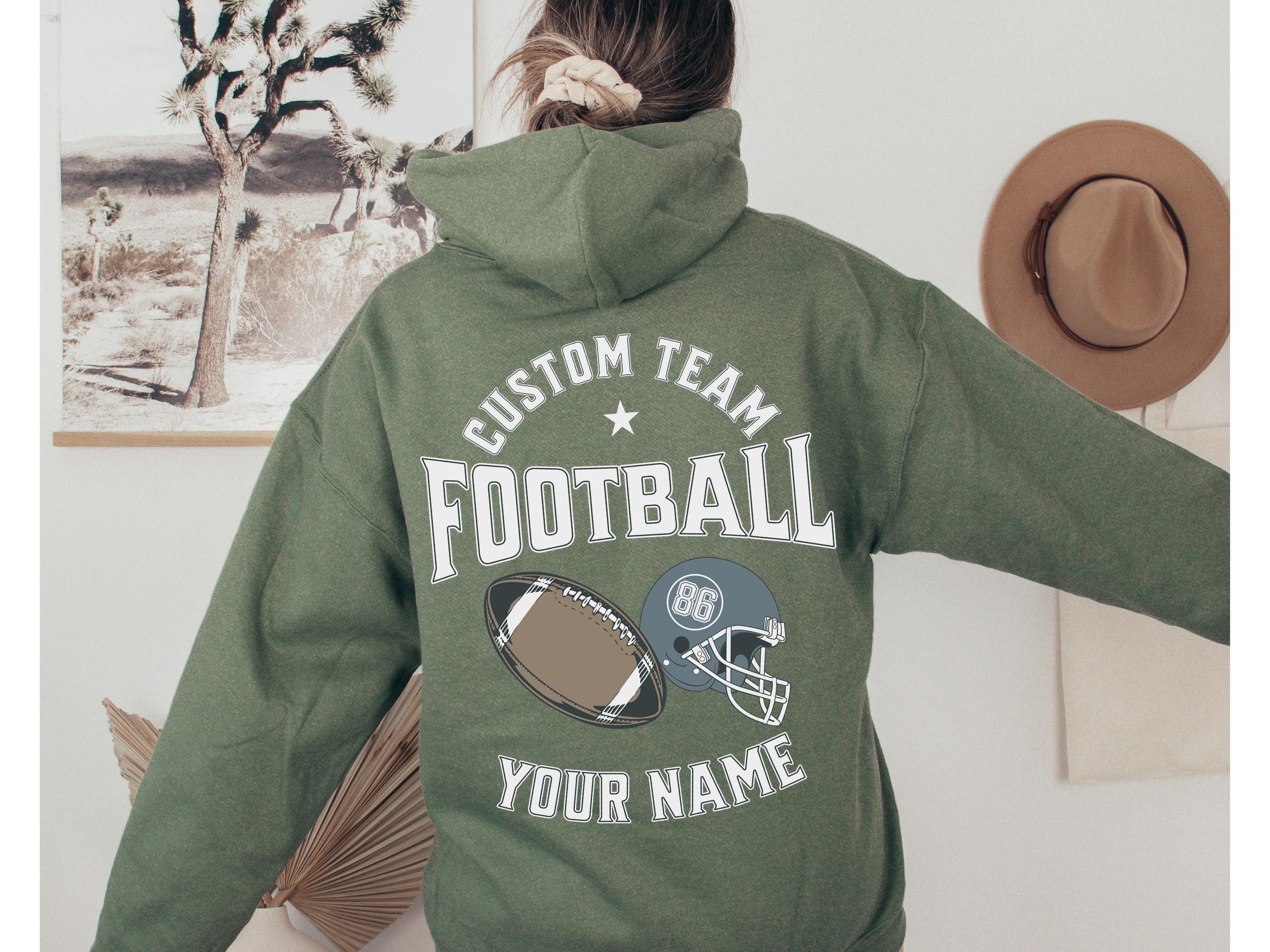 Customized Football Hoodie, Your Name Football Sweatshirt, Game Day Hoodie, Football Girlfriend Sister Shirt, Senior Football Mom Sweater