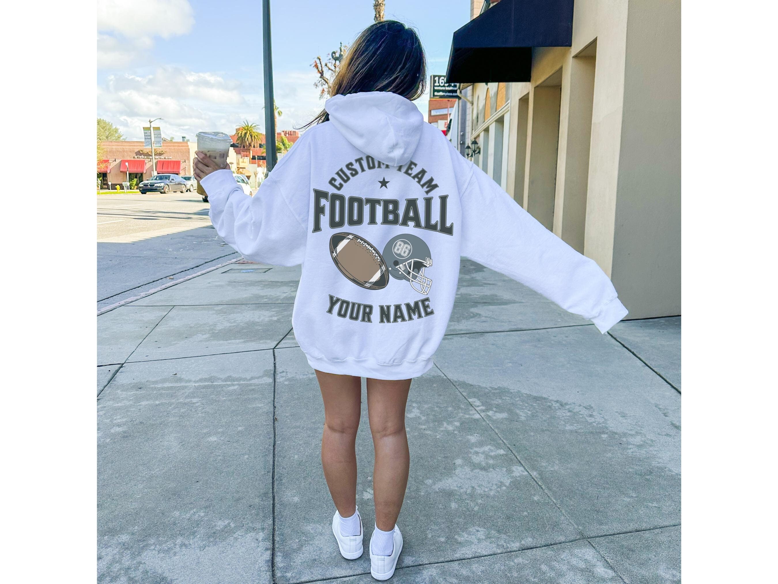 Customized Football Hoodie, Your Name Football Sweatshirt, Game Day Hoodie, Football Girlfriend Sister Shirt, Senior Football Mom Sweater