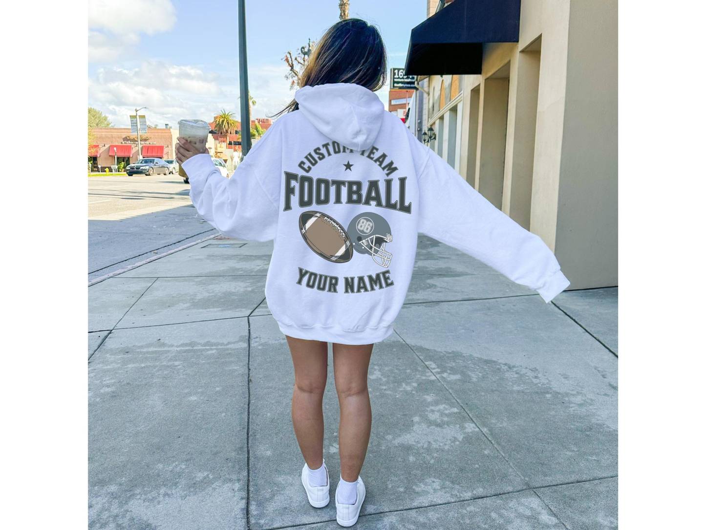Customized Football Hoodie, Your Name Football Sweatshirt, Game Day Hoodie, Football Girlfriend Sister Shirt, Senior Football Mom Sweater