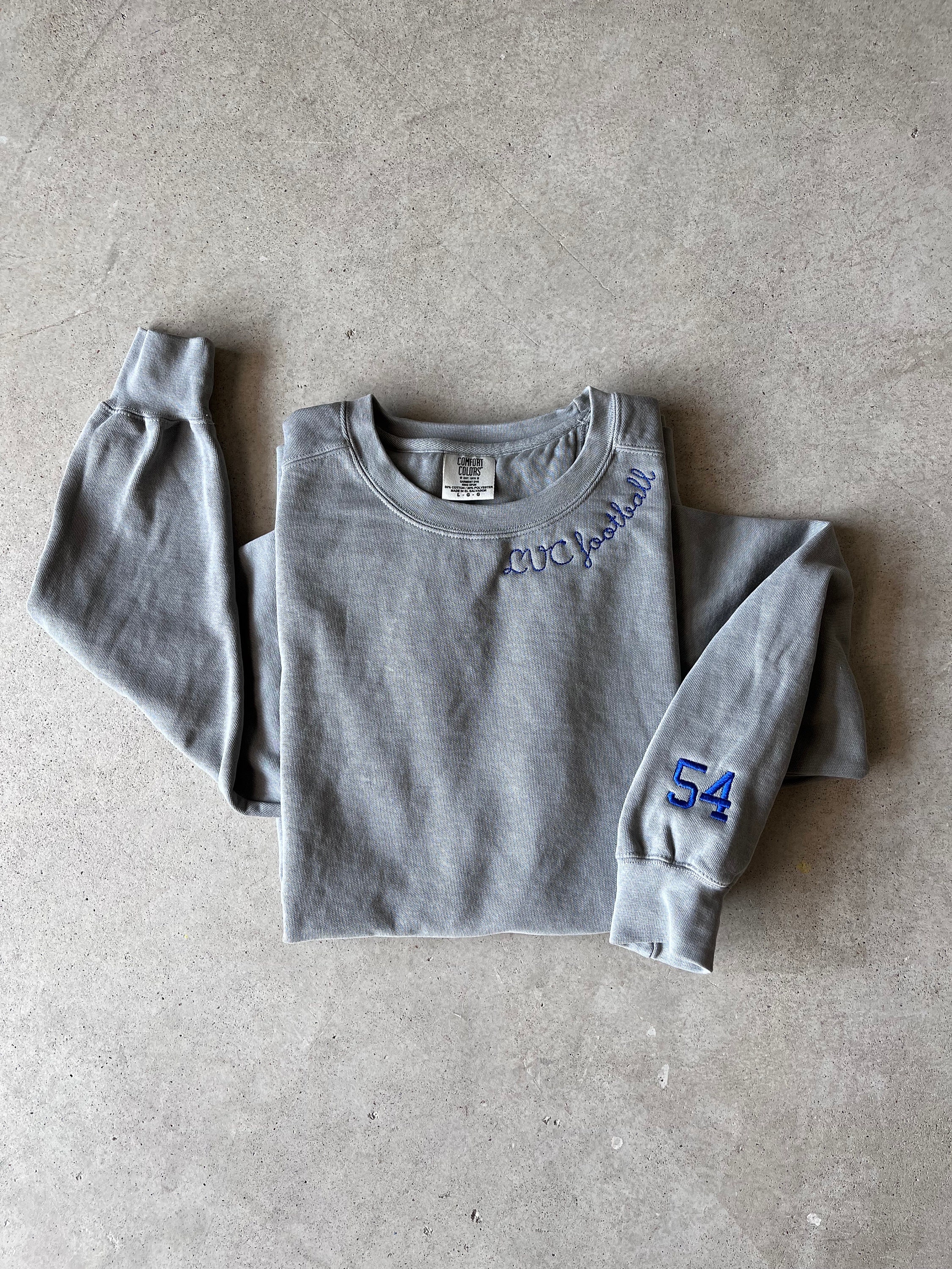 Custom Embroidered, High school Mascot Embroidered Sweatshirt,  Embroidered Collar, Football Fan Pullover