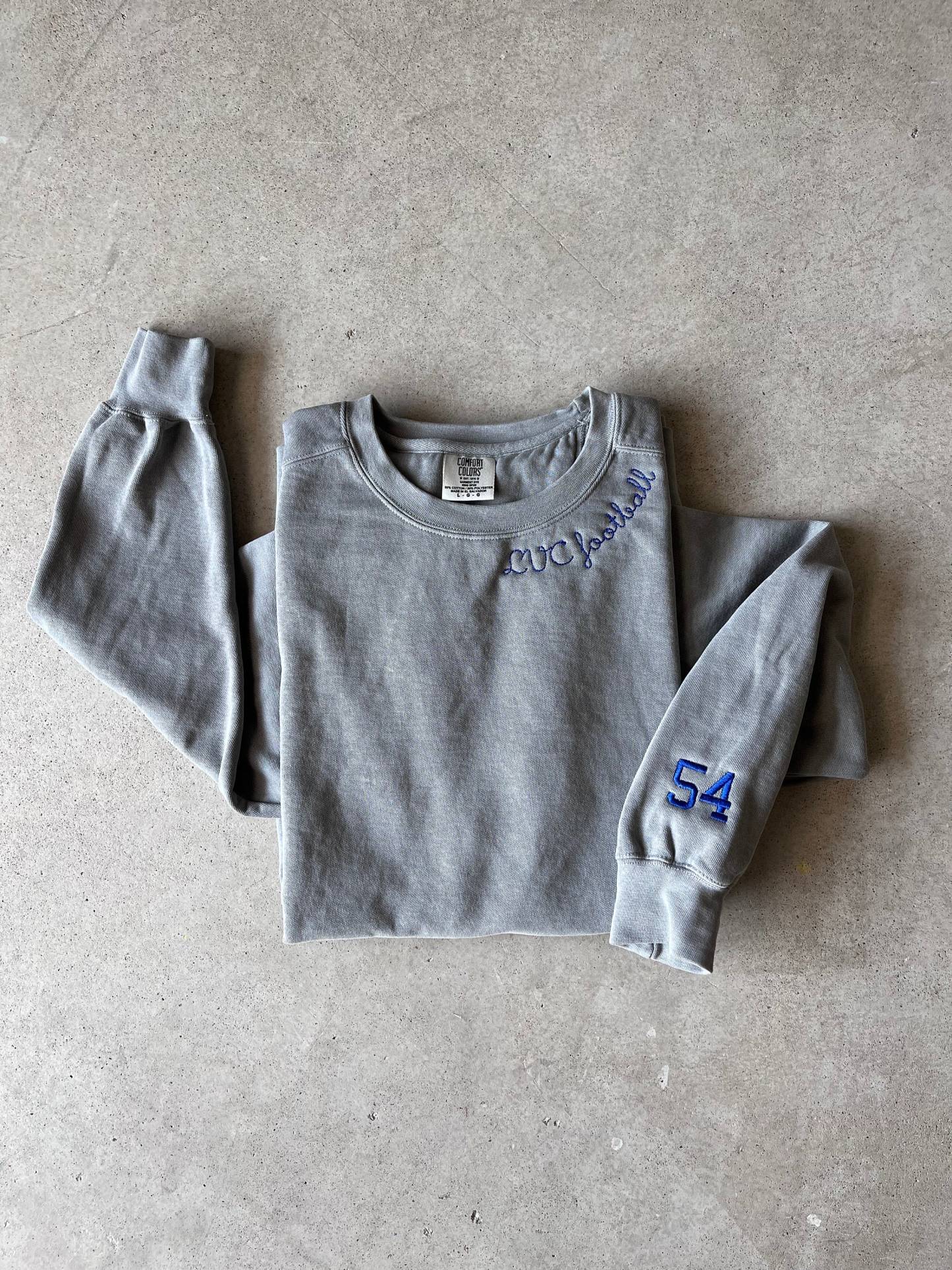 Custom Embroidered, High school Mascot Embroidered Sweatshirt,  Embroidered Collar, Football Fan Pullover