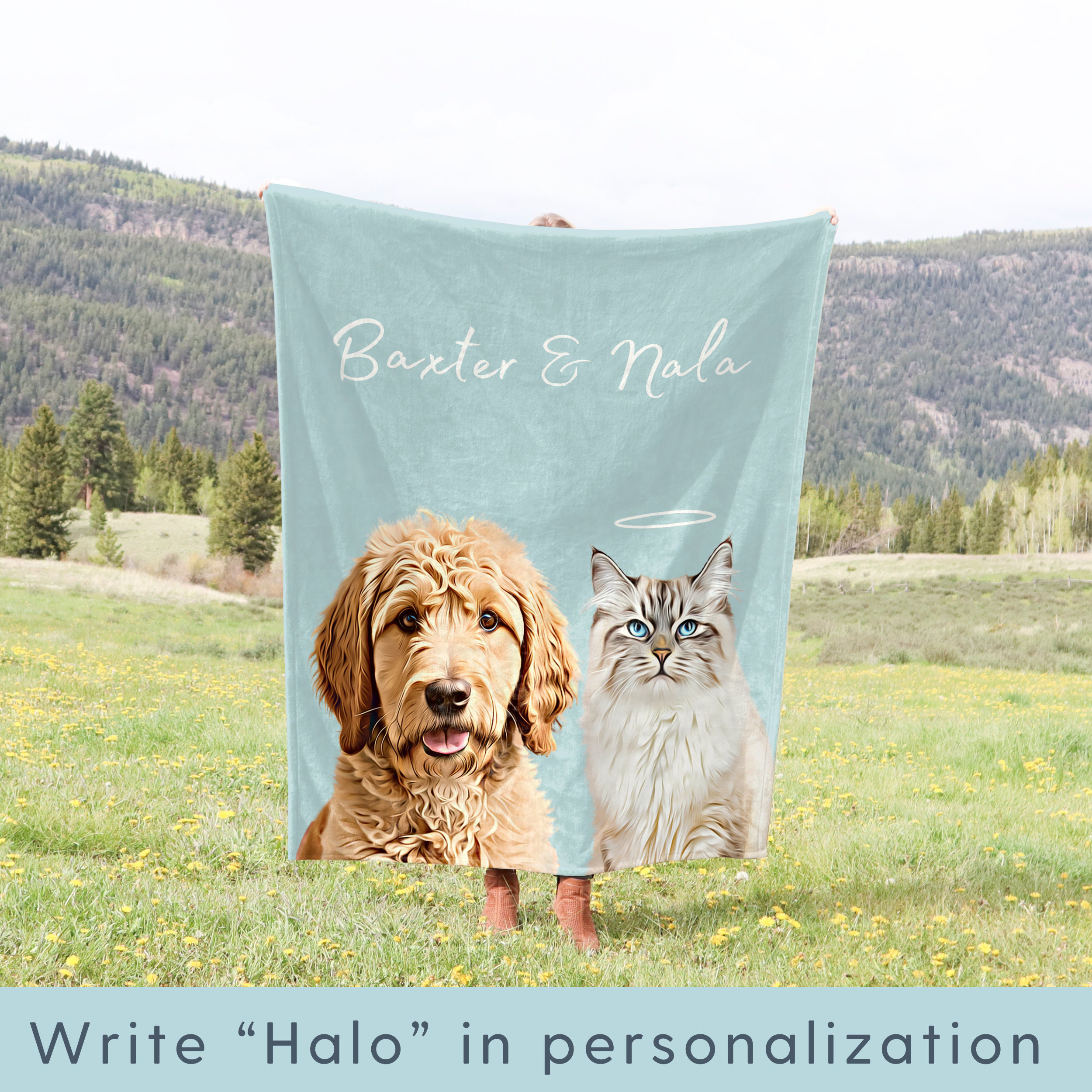 Personalized Pet Blanket - Custom Photo & Name Dog or Cat Blanket - Perfect Gift for Pet Owners