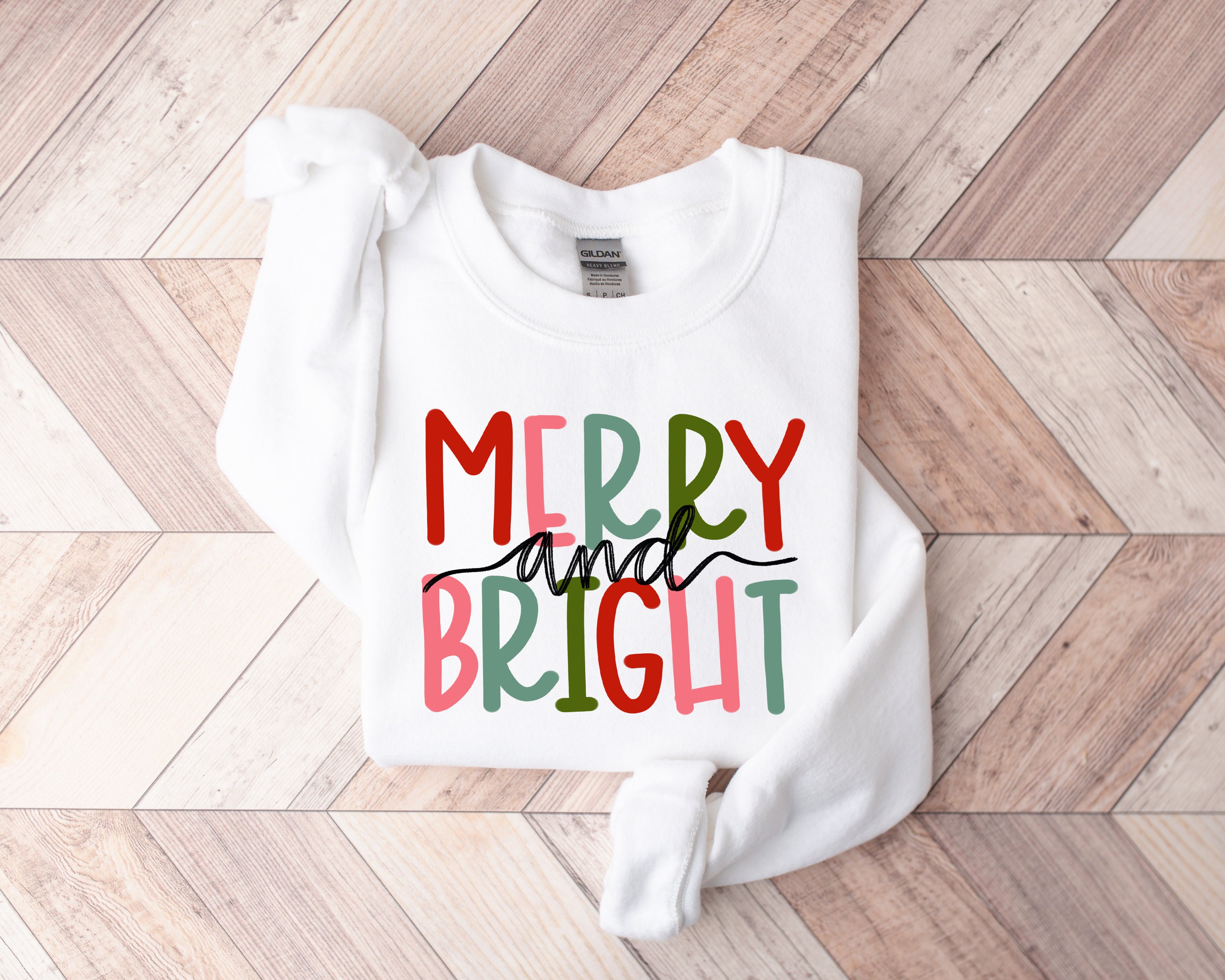 Custom Christmas Sweatshirt, Family Christmas Sweatshirt,Merry and Bright Sweatshirt