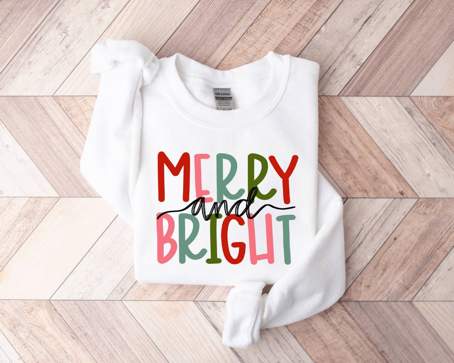 Custom Christmas Sweatshirt, Family Christmas Sweatshirt,Merry and Bright Sweatshirt