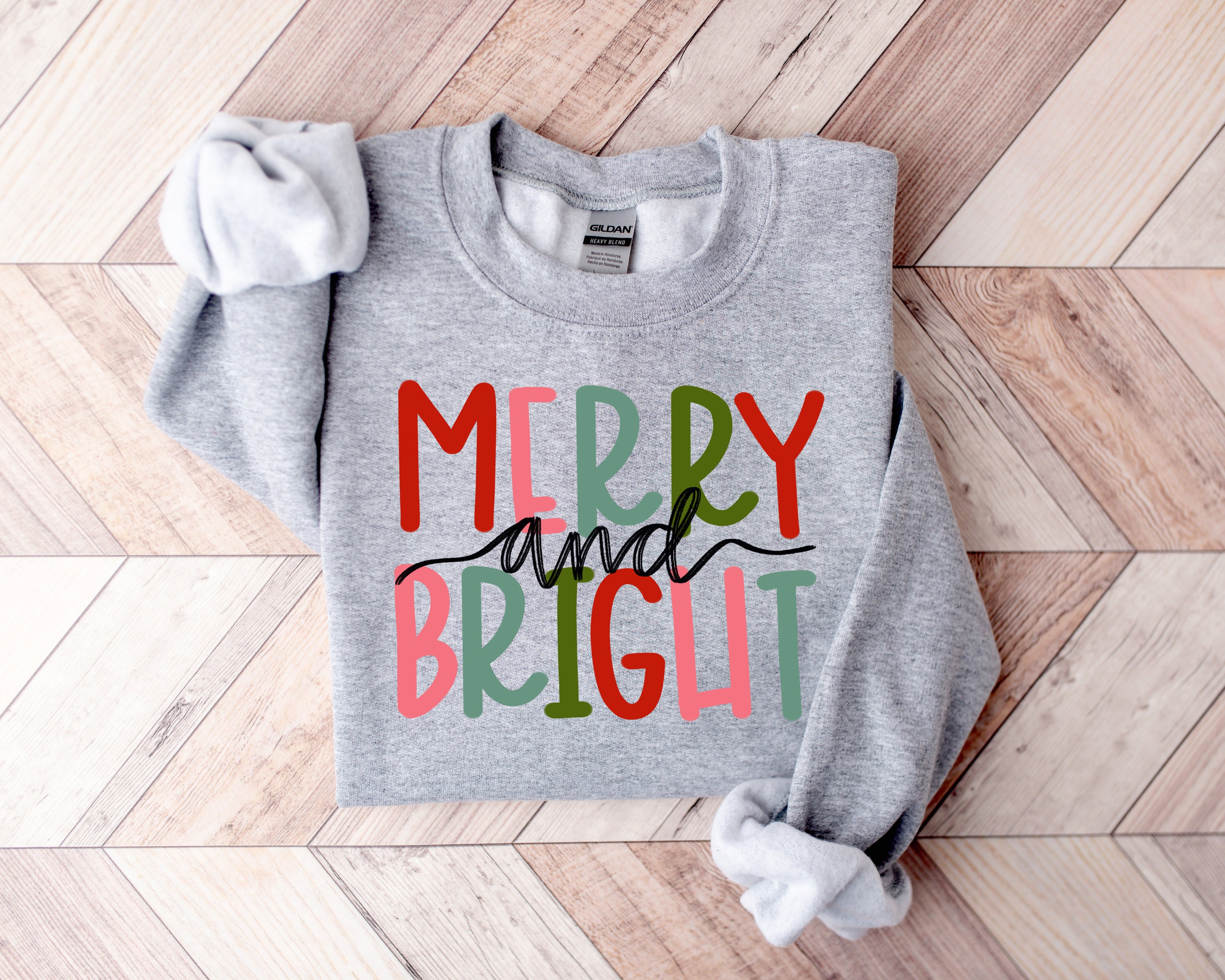 Custom Christmas Sweatshirt, Family Christmas Sweatshirt,Merry and Bright Sweatshirt