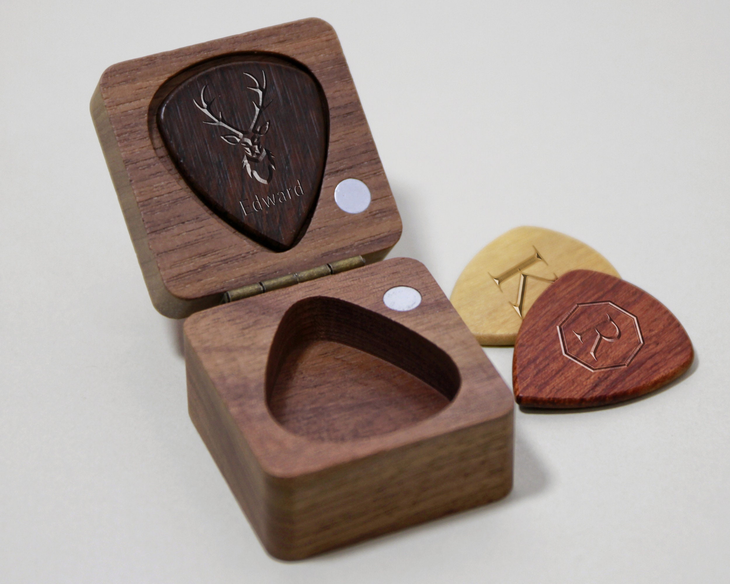 Custom Wooden Guitar Picks Box,Personalized Guitar Pick Holder Storage