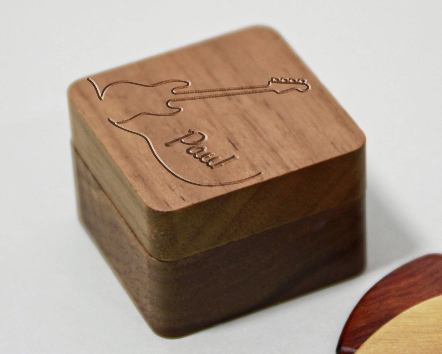 Custom Wooden Guitar Picks Box,Personalized Guitar Pick Holder Storage