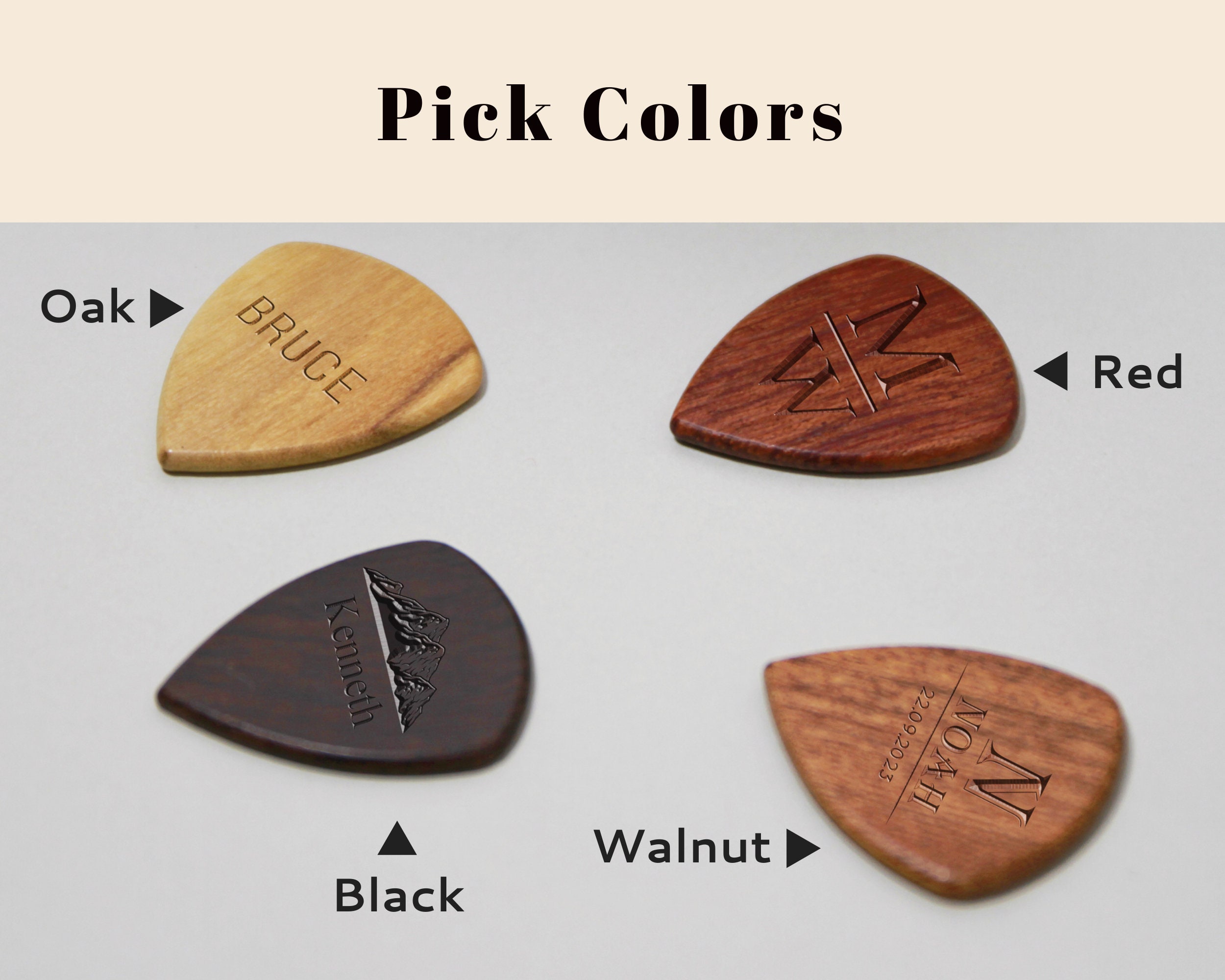 Custom Wooden Guitar Picks Box,Personalized Guitar Pick Holder Storage