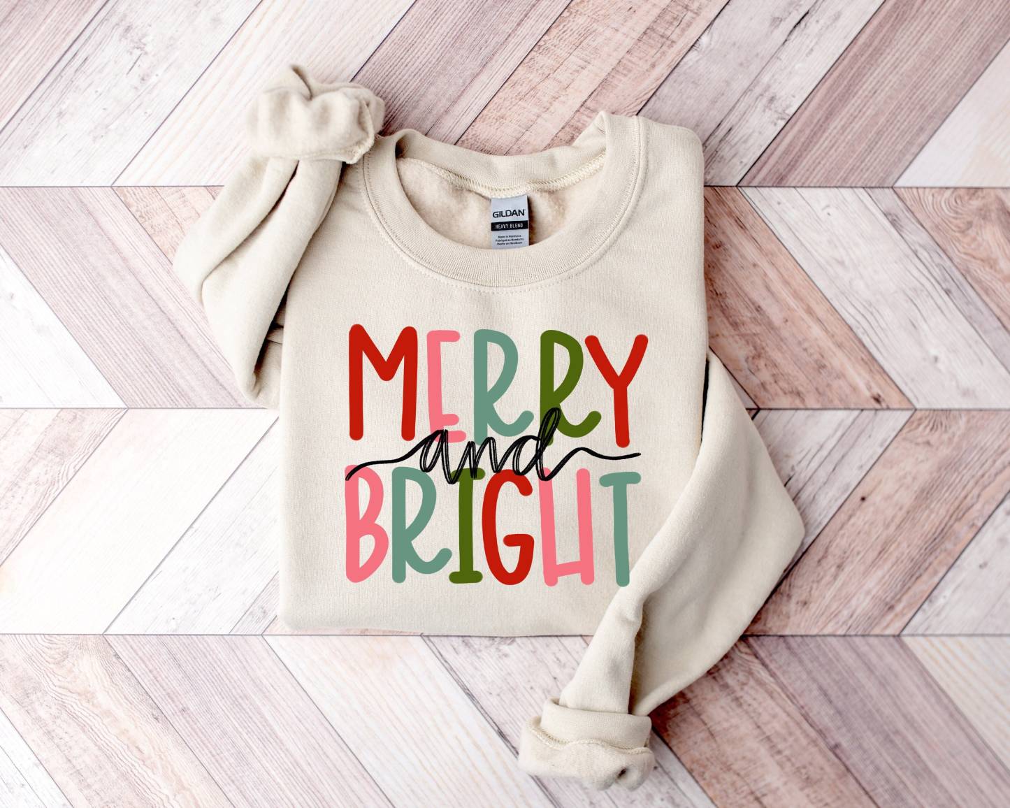 Custom Christmas Sweatshirt, Family Christmas Sweatshirt,Merry and Bright Sweatshirt
