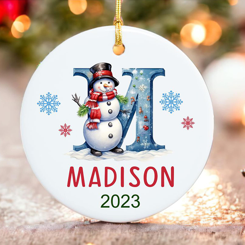Letter Initial Ornament - Custom Name Ornament - 2024 Family Ornament - Personalized Christmas gift 