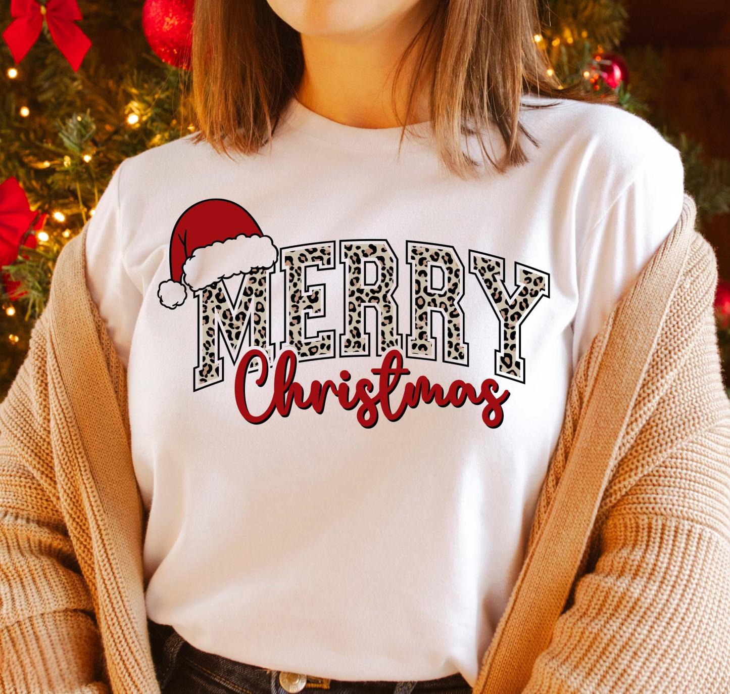 Custom Merry Christmas Leopard Print shirt