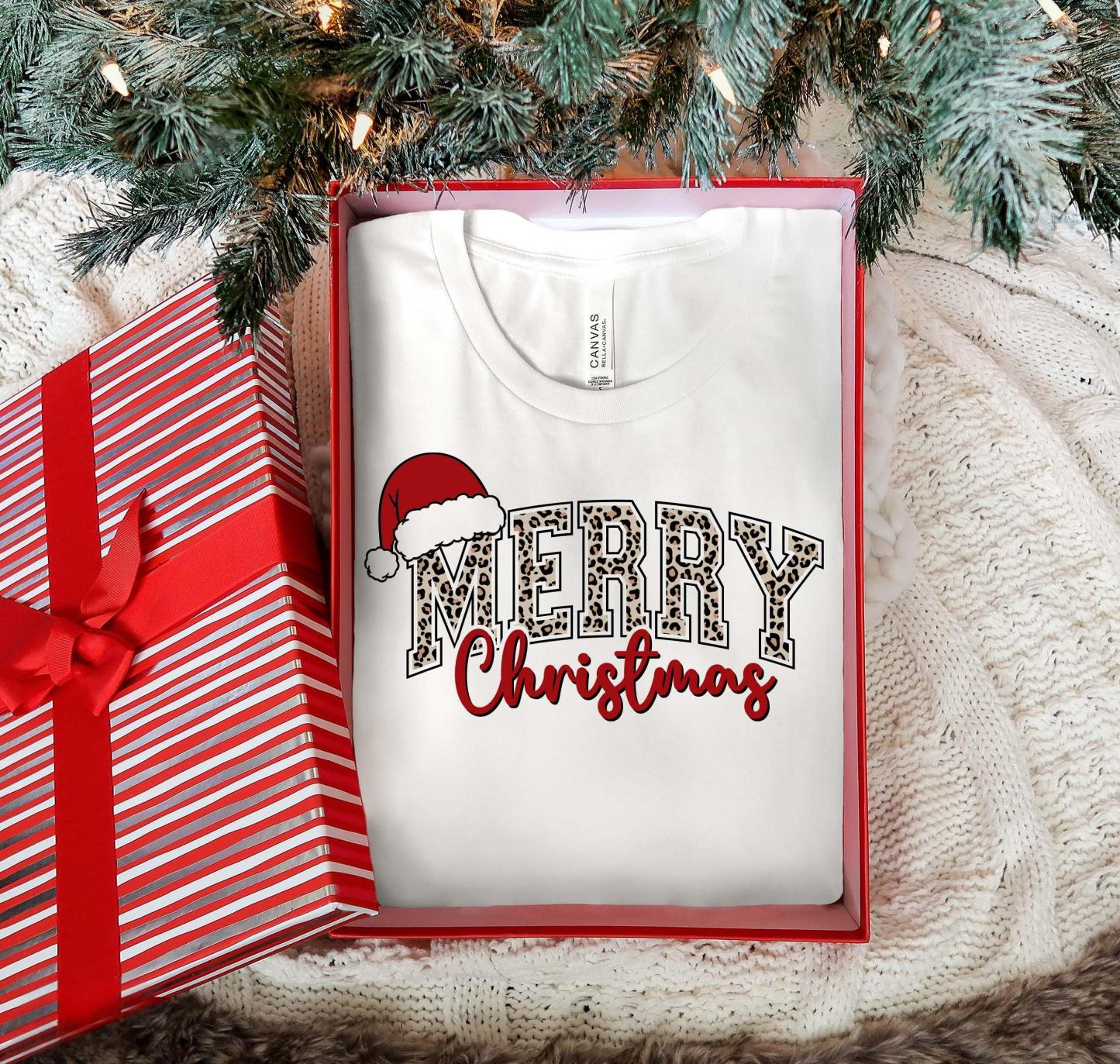 Custom Merry Christmas Leopard Print shirt
