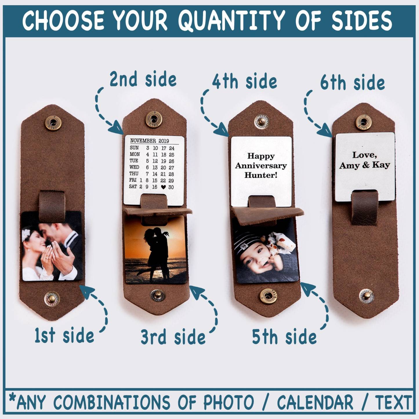 Leather Keychain with Family Photo | Personalized Gift for Dad | Fathers Day Photo Gift