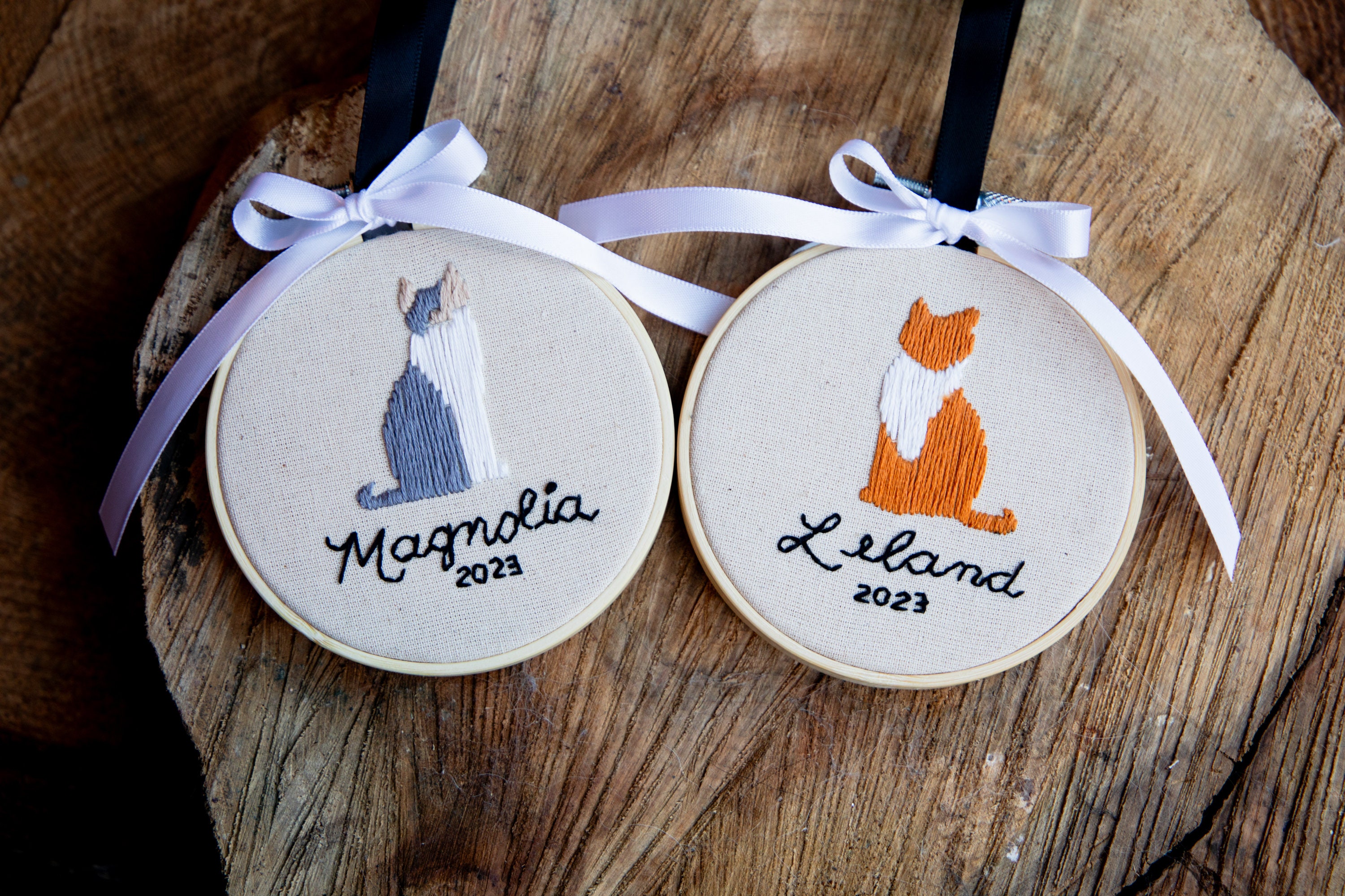 Pet Silhouette Ornament | Personalized Embroidery Hoop Christmas Ornament | Pet Owner Gift For Holidays