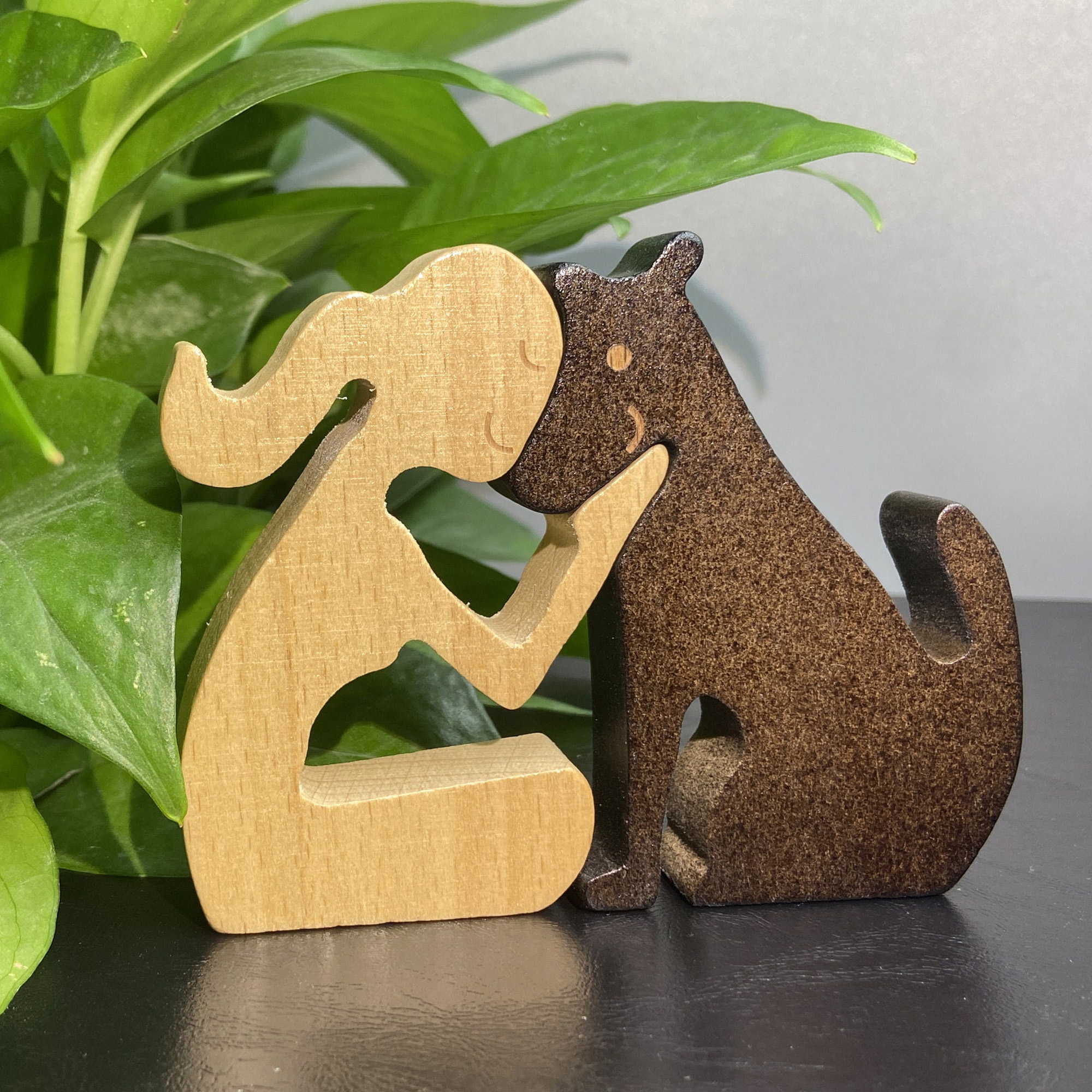 Personalized Wooden Women and Dog Pet Carvings– Custom Pet Memorials & Home Decor Gifts for Dog Lovers