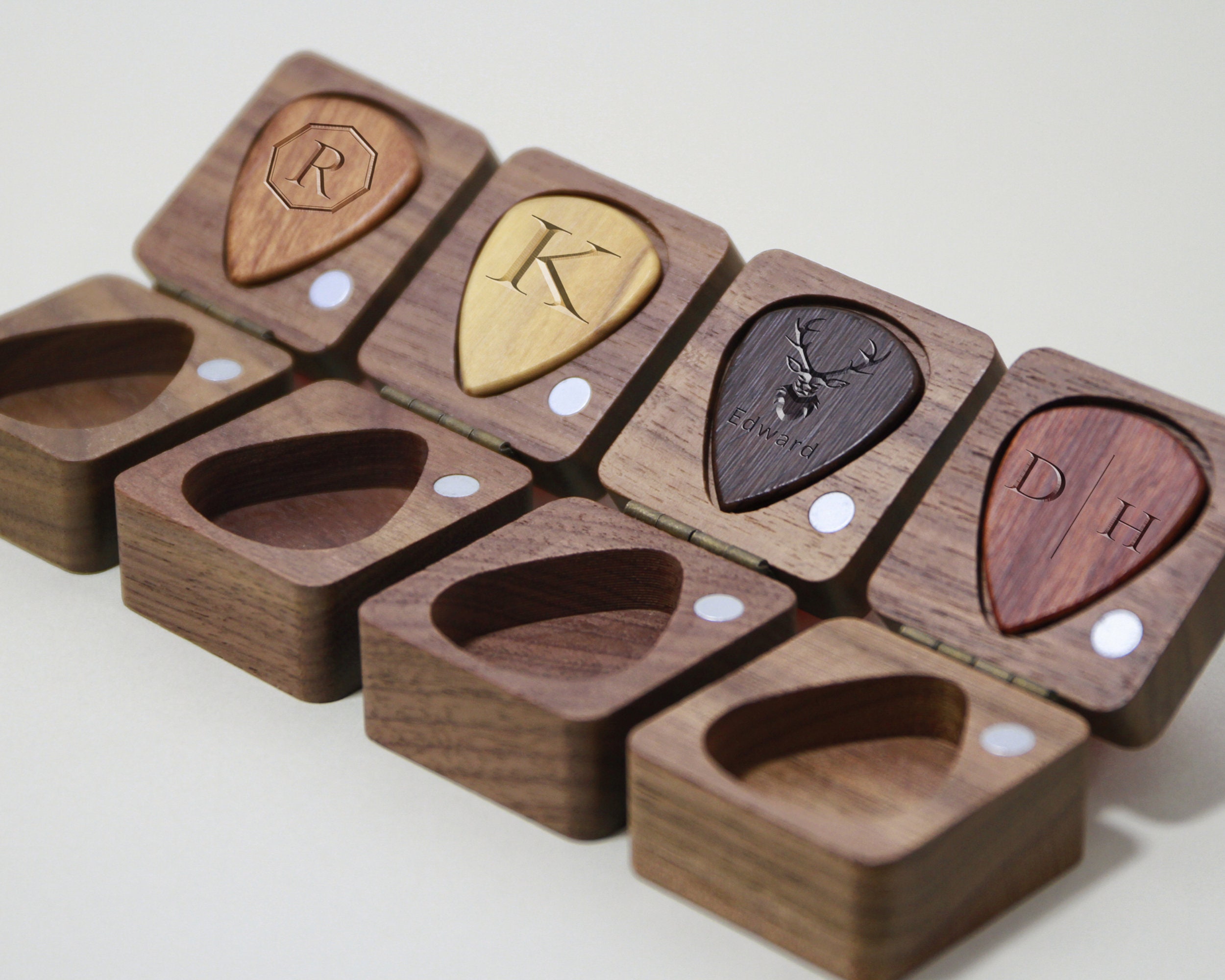 Custom Wooden Guitar Picks Box,Personalized Guitar Pick Holder Storage