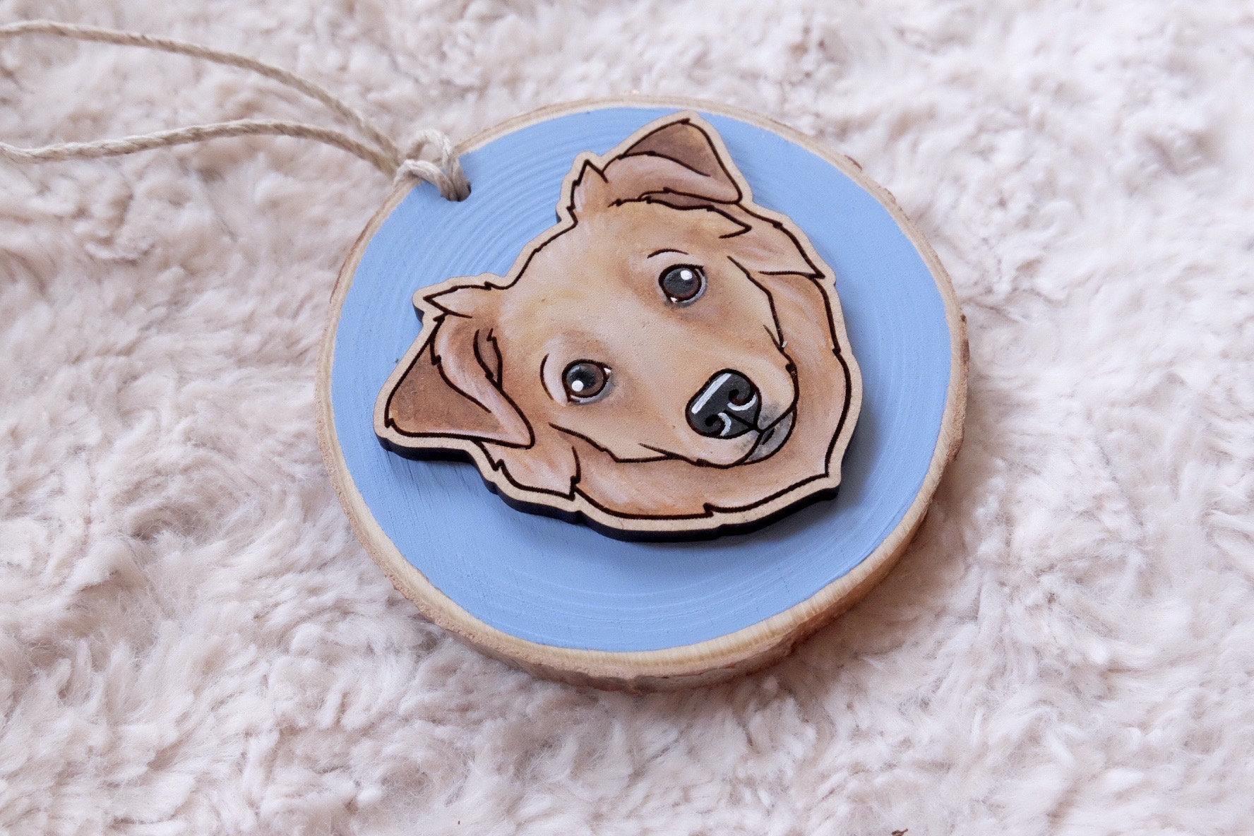 1 Pet - Wood Slice Ornament | Custom Hand Painted Pet Portrait | Dog | Cat