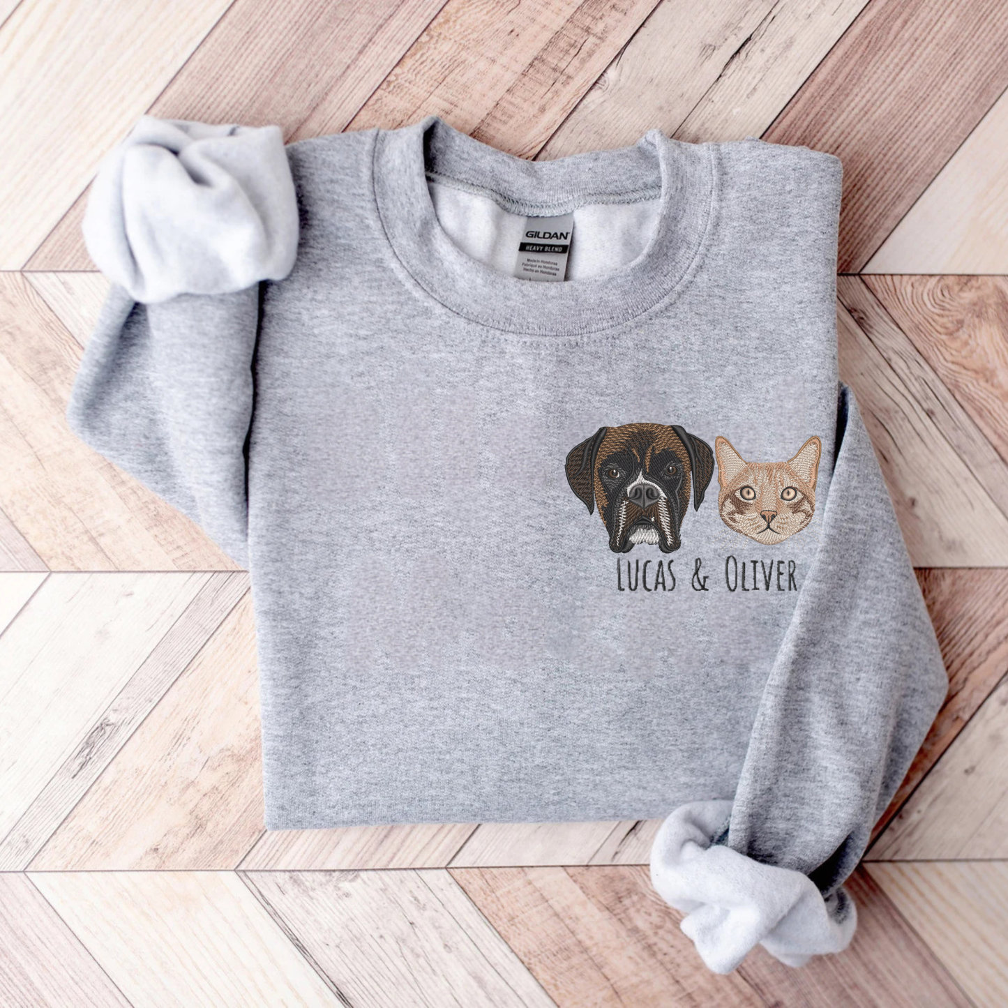 Custom Pet Face Sweatshirt – Personalized Dog & Cat Portraits, Pet Memorial Gifts, Ideal for Dog Moms & Cat Moms