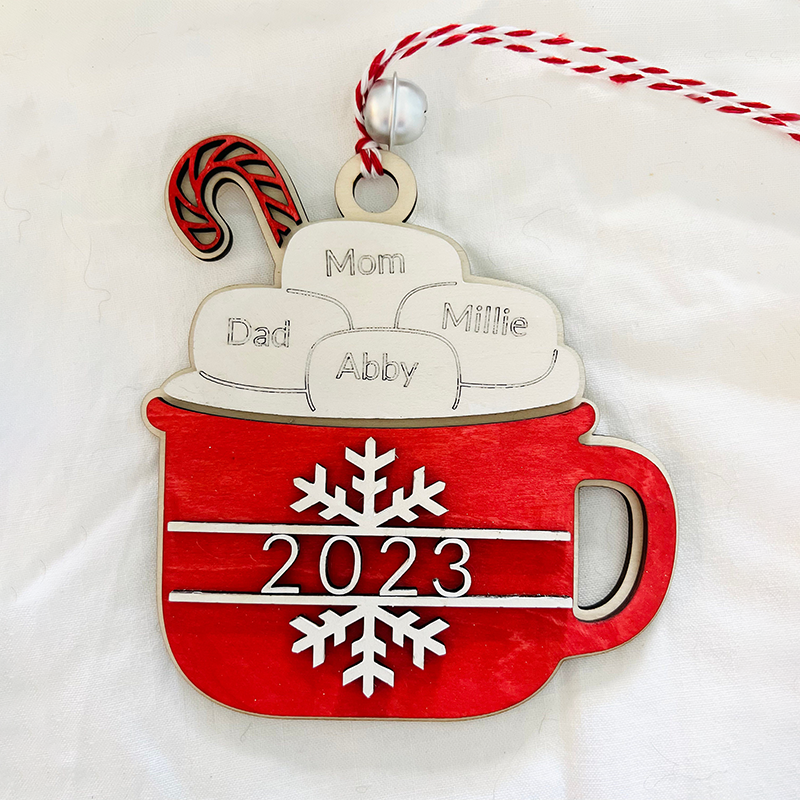 Personalized family Christmas ornaments, grandparent ornament with names, 2024 ornament with extended family member names