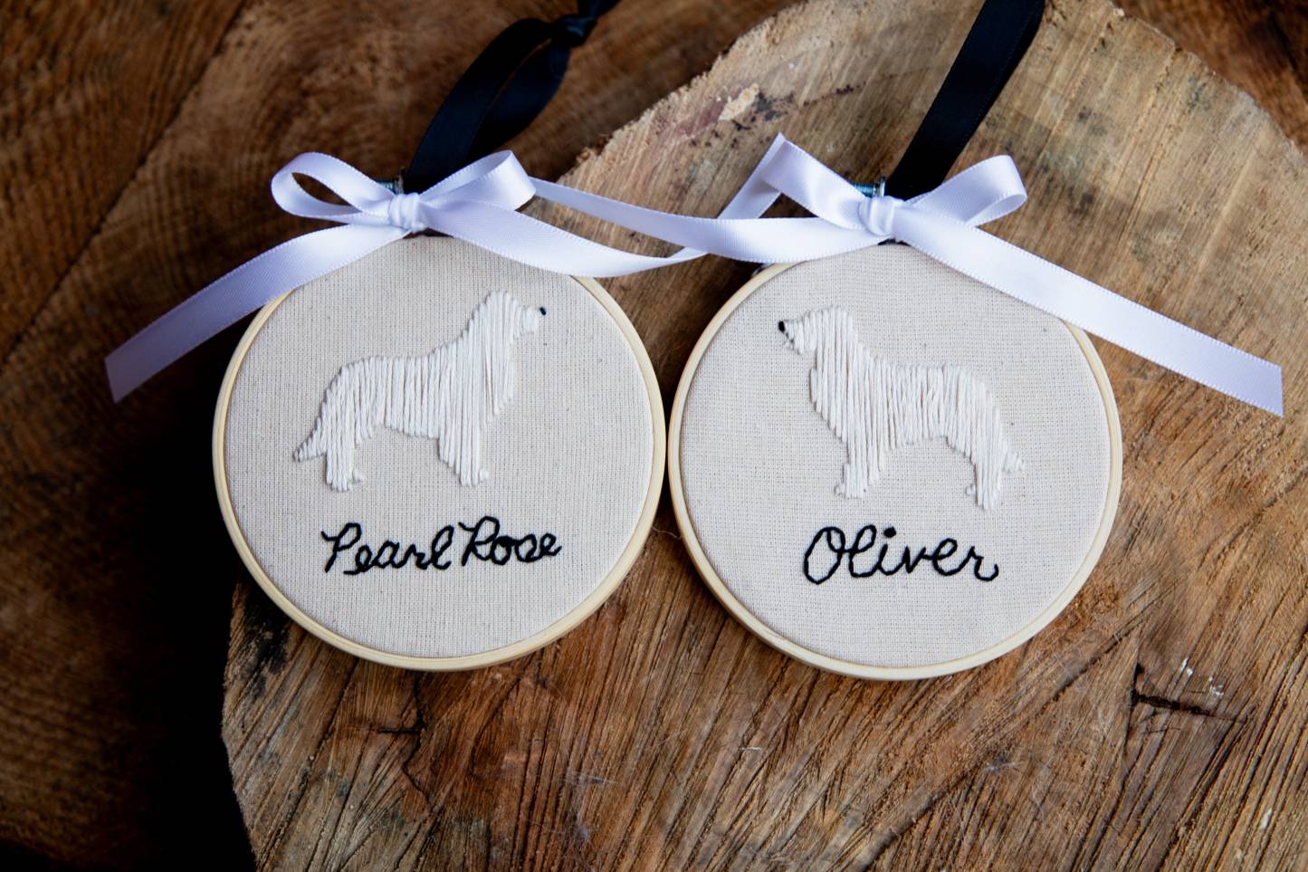 Pet Silhouette Ornament | Personalized Embroidery Hoop Christmas Ornament | Pet Owner Gift For Holidays