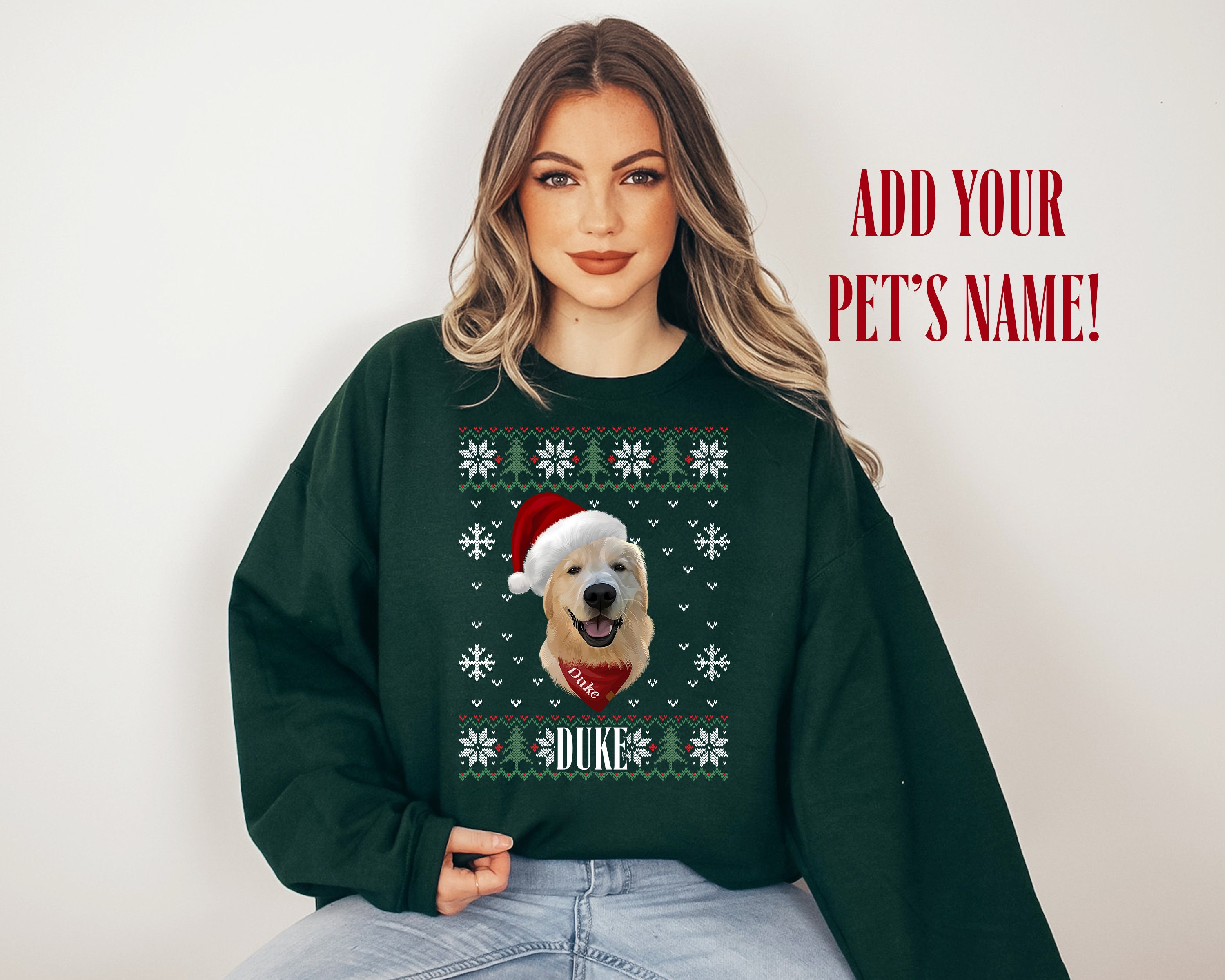 Custom Dog Sweatshirt, Custom Pet Christmas Ugly Sweater