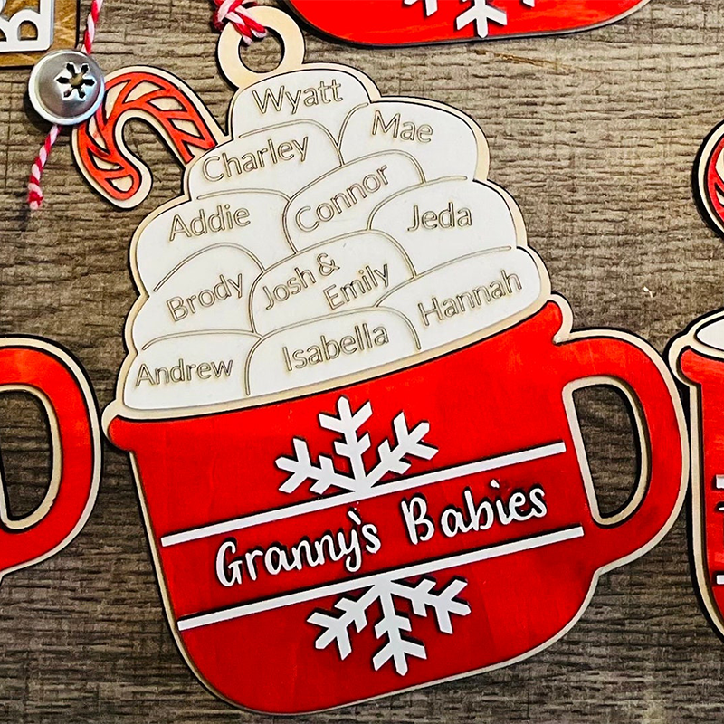 Personalized family Christmas ornaments, grandparent ornament with names, 2024 ornament with extended family member names
