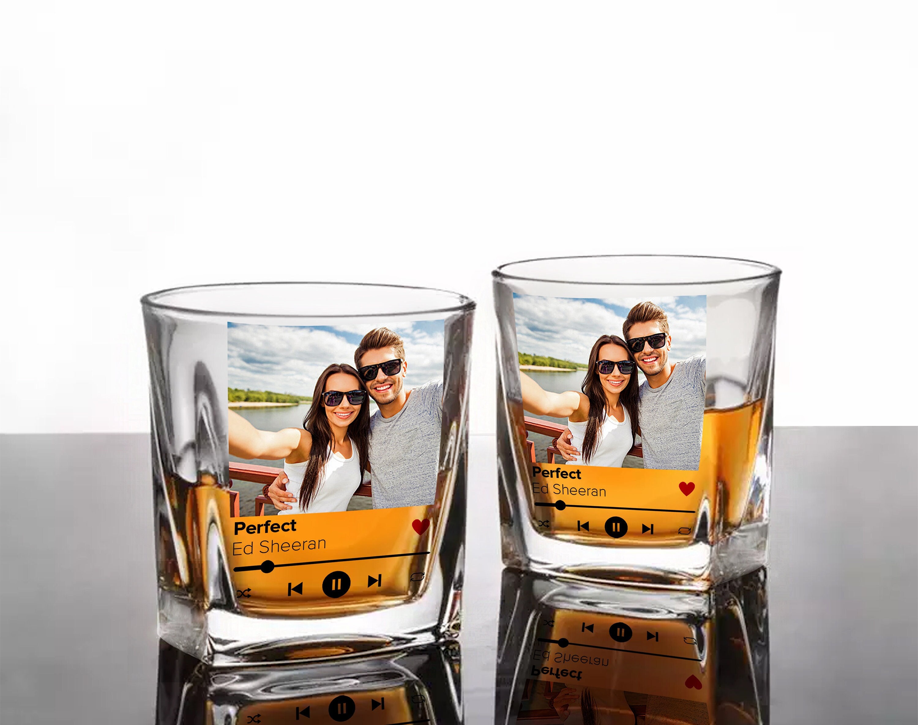 Custom Photo Song Whiskey Glass, Personalized Picture Music Tumbler, Custom Album Cover