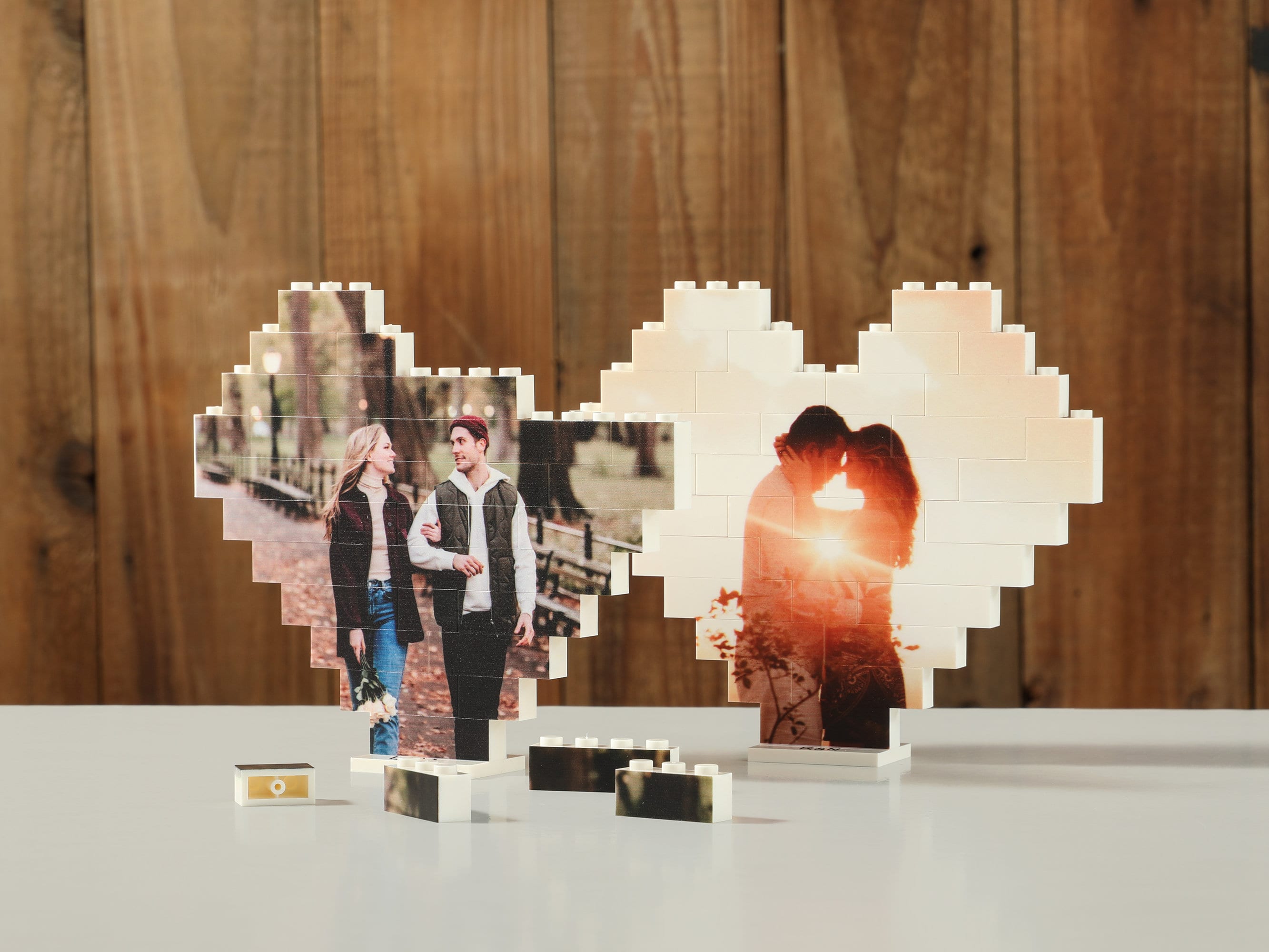 Heart Shape Custom Photo Building Block with Stand 