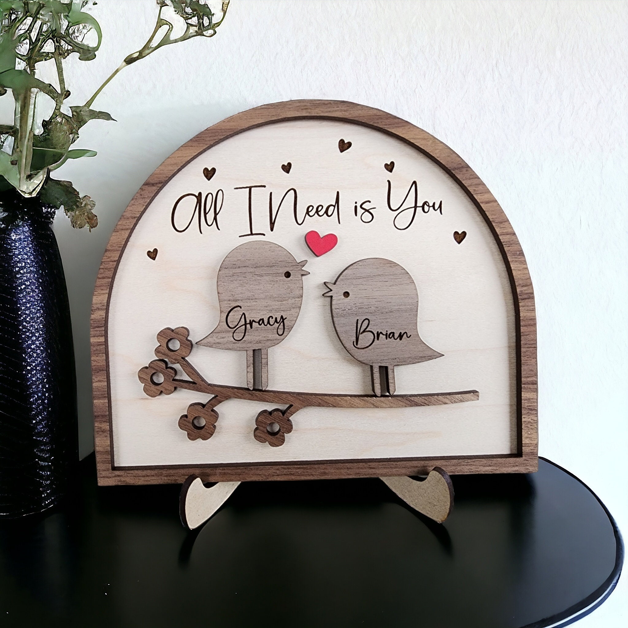 Love Birds Personalized Couple Wooden Sign