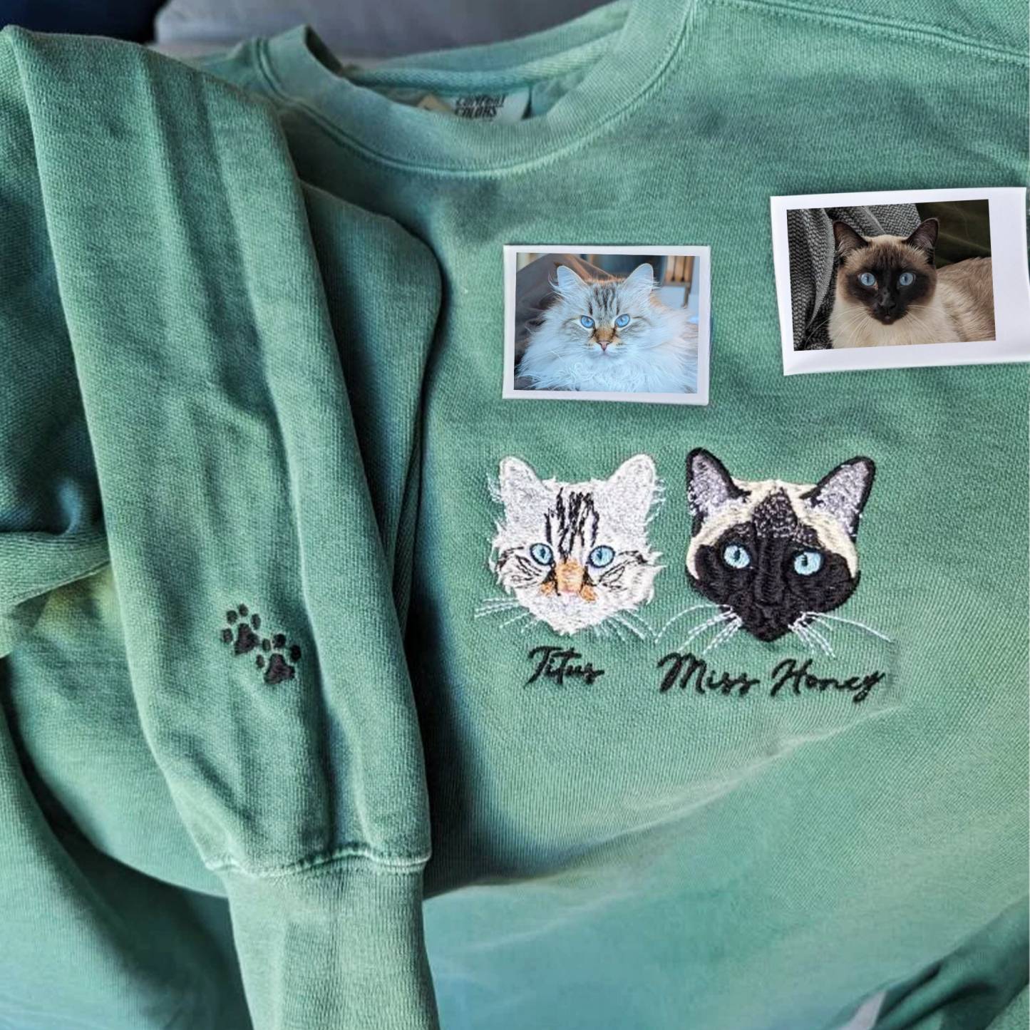Pet Embroidered Sweatshirt, Custom Dog Embroidered Sweatshirt, Cat Sweatshirt,Unique Gifts For Dog Lovers