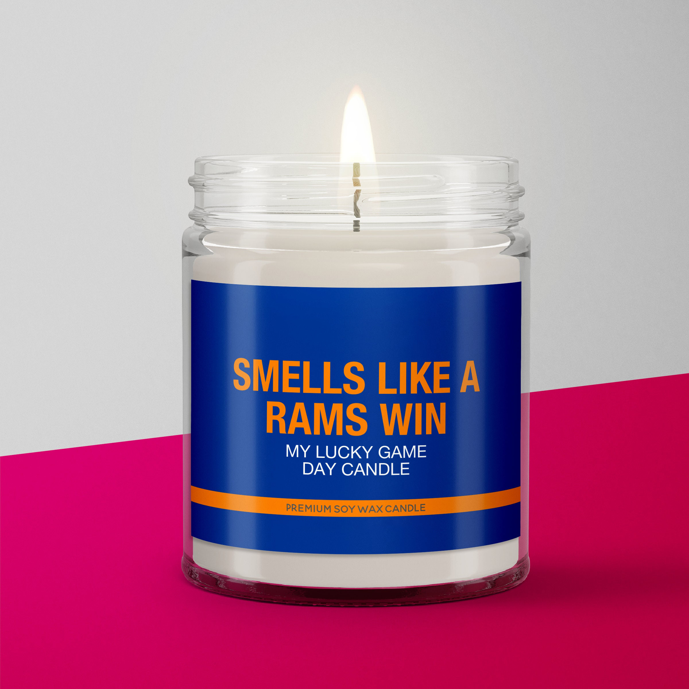 Smells Like a Rams Win Candle | Los Angeles Rams Candle | Game Day Decor | Funny Rams Fan Gift | Lucky Rams Candle Unique