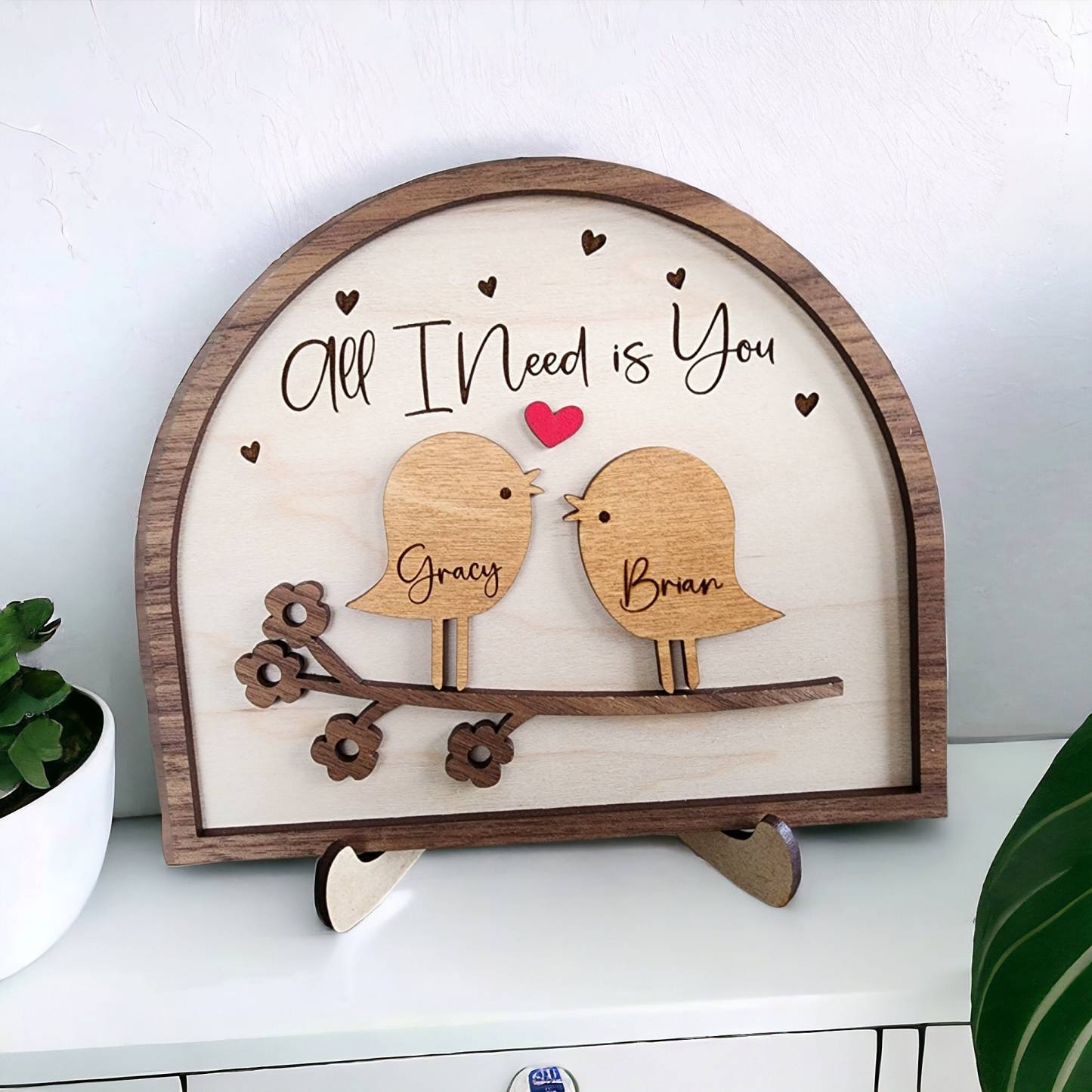 Love Birds Personalized Couple Wooden Sign