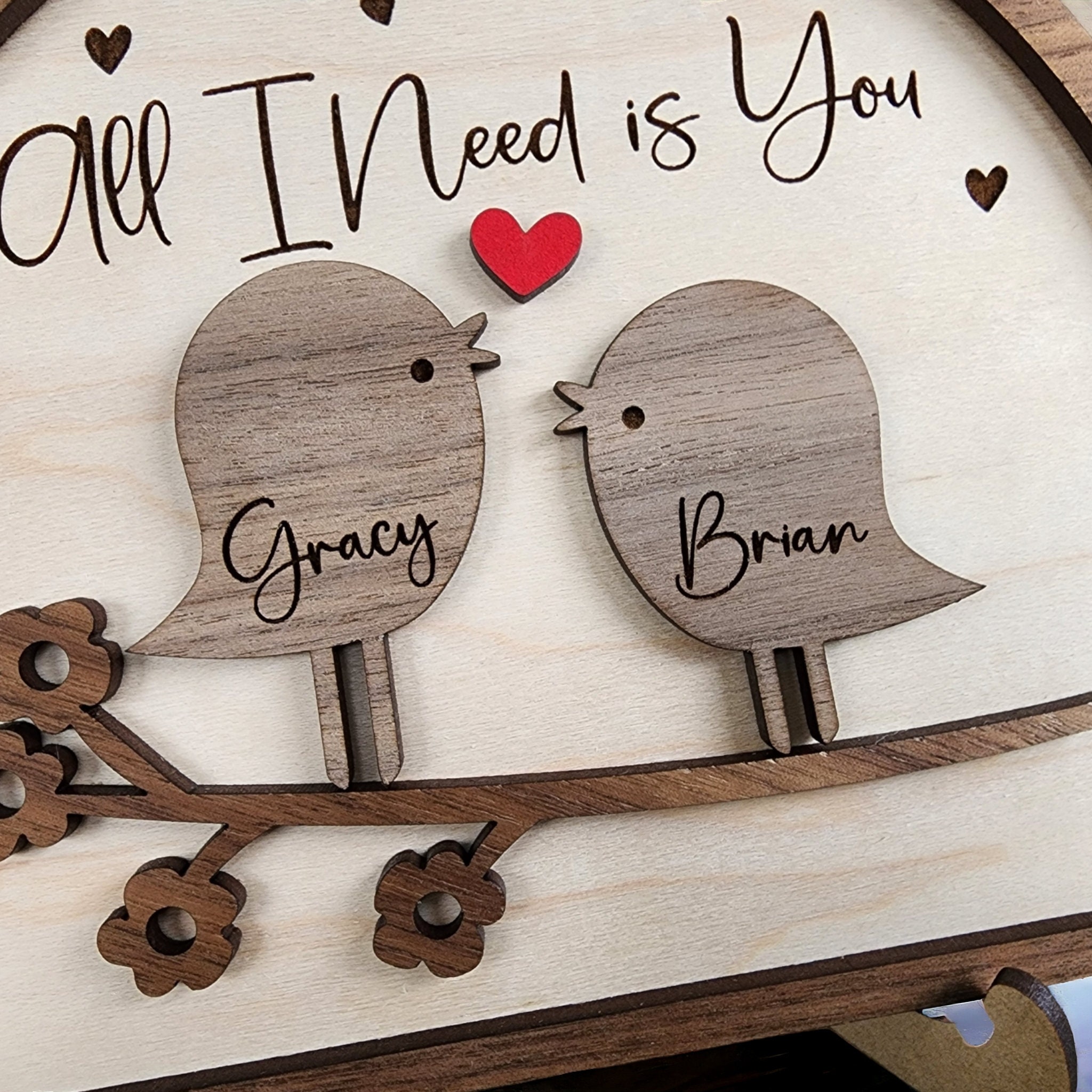 Love Birds Personalized Couple Wooden Sign