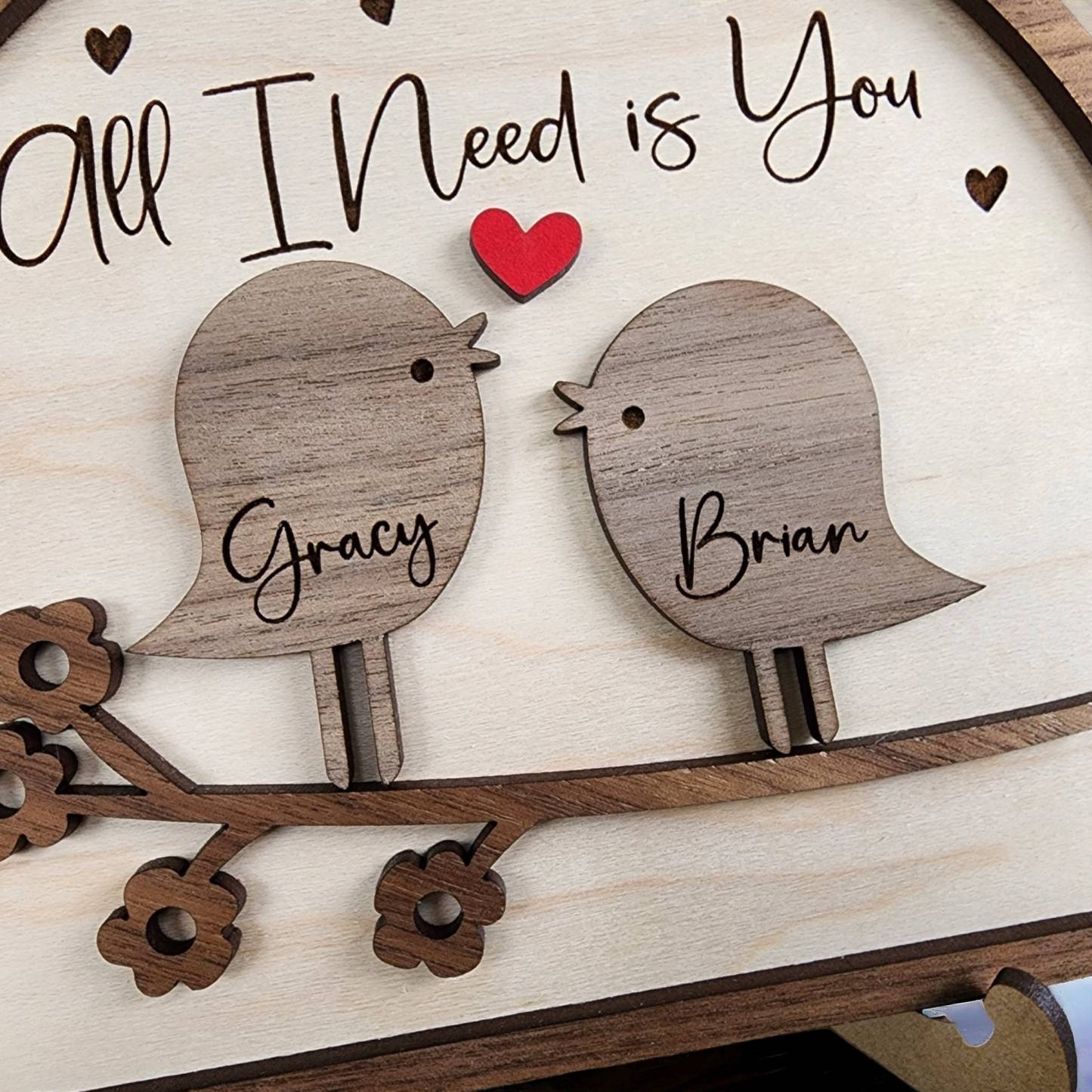 Love Birds Personalized Couple Wooden Sign